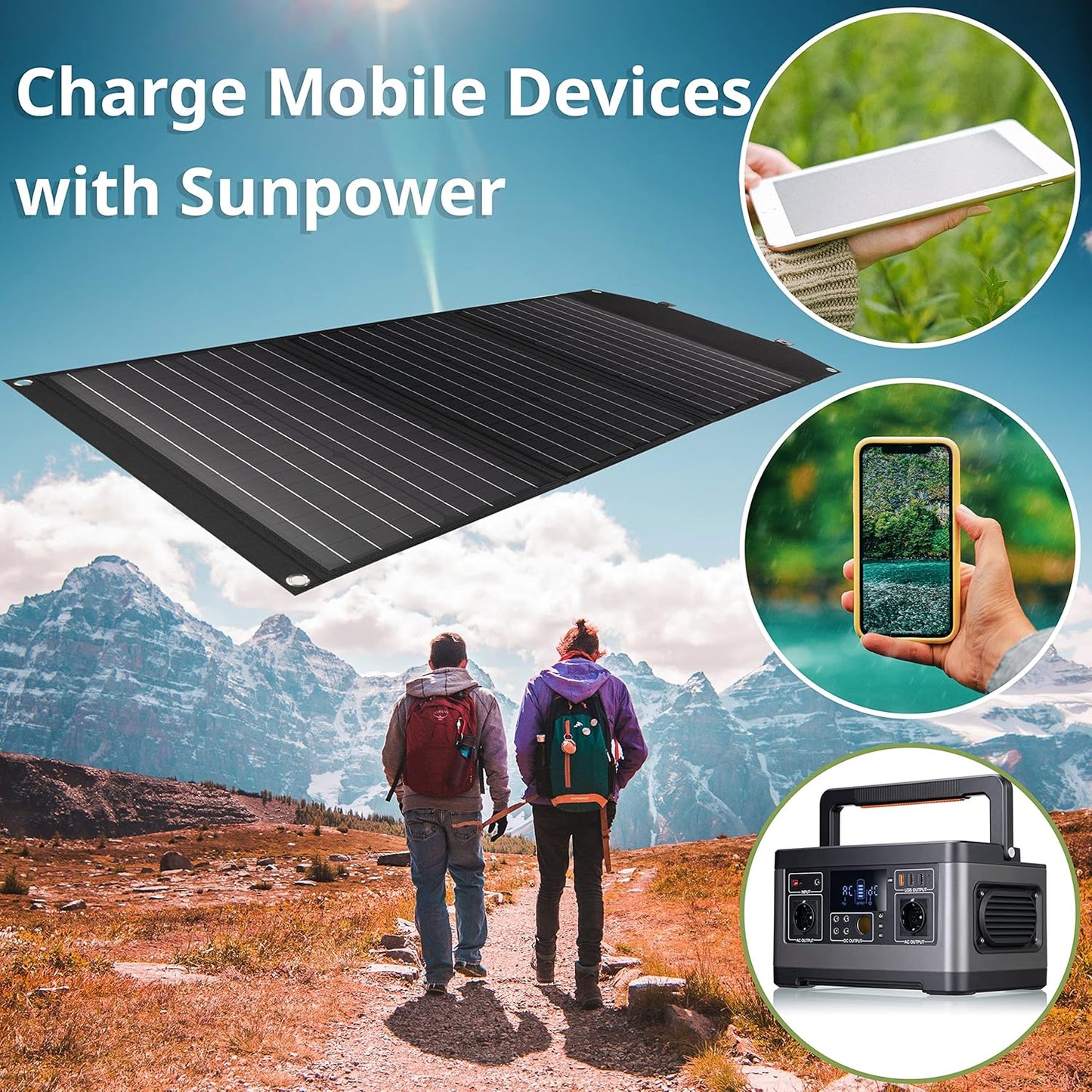 Solar Ladegerät 90W mit USB- und DC-Anschlüssen, Bresser Solar Ladegerät 90W Single