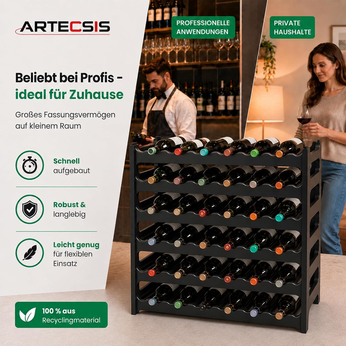 Weinregal für 36 Flaschen, Schwarz 36 Flaschen