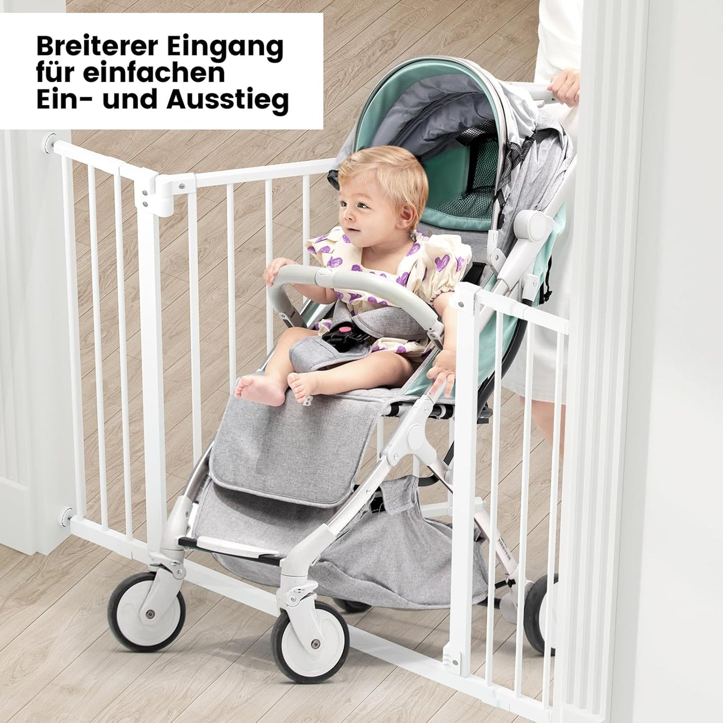 Treppenschutzgitter 75-97cm, Auto-Close, beidseitig schwenkbar, 75-97cm Weiss