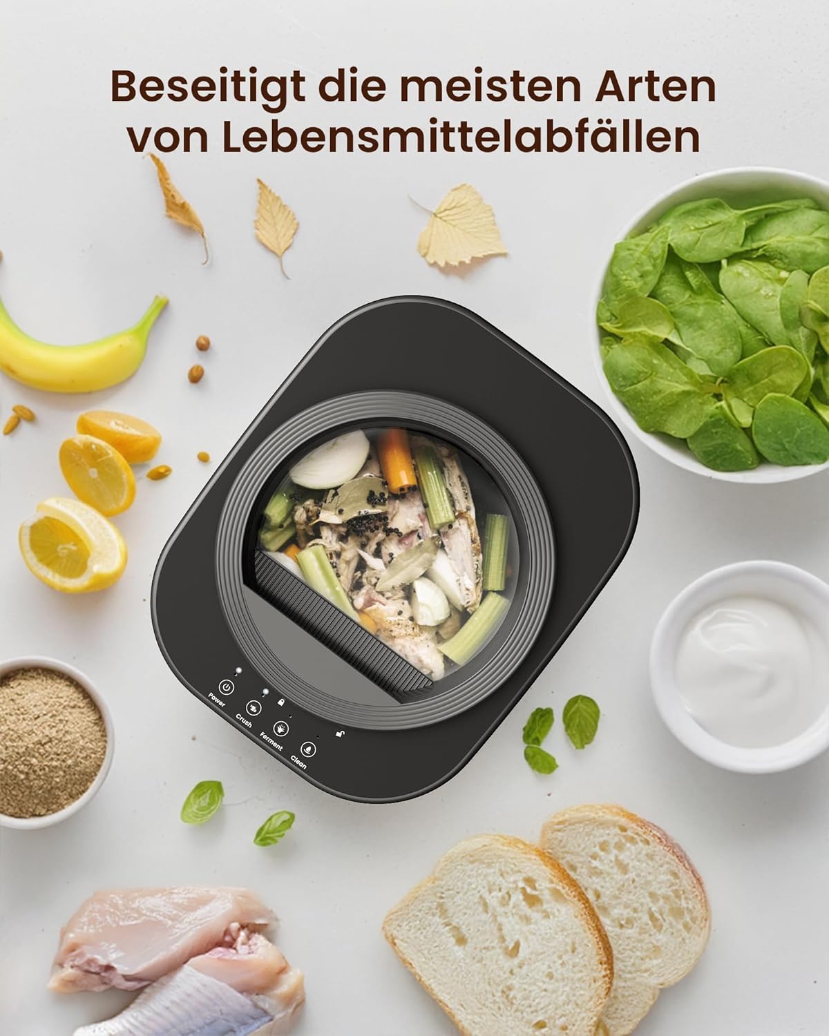 Elektrischer Küchenkomposter mit 3 Modi, geruchlos, Schwarz