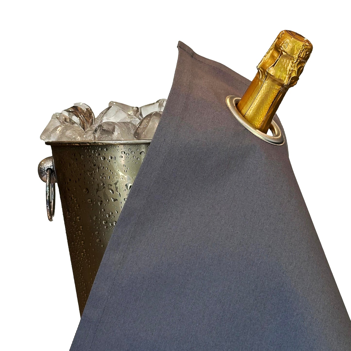 Flaschentuch mit Metallring für Eiskübel (42 cm), Platin mit Silbernem Metallring 1 Stück