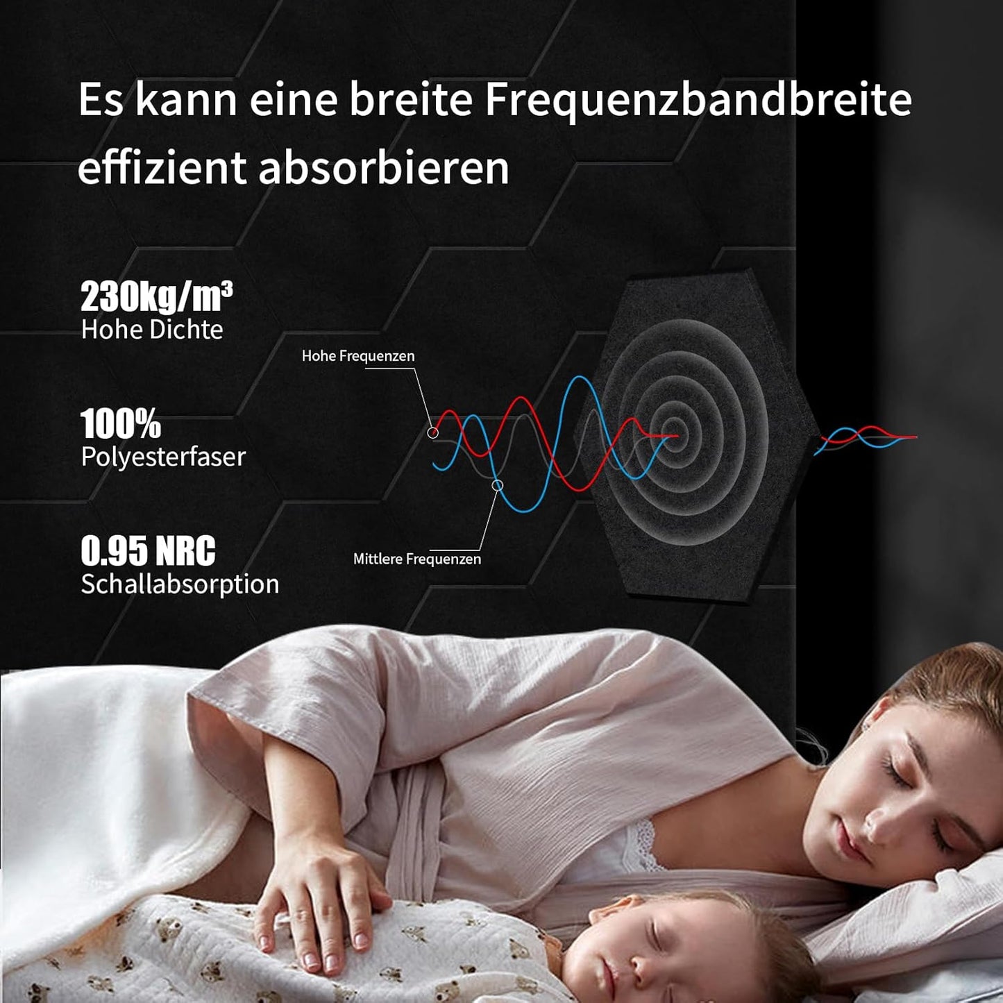 18-teiliges Akustikplatten-Set, 18 Stück schwarz