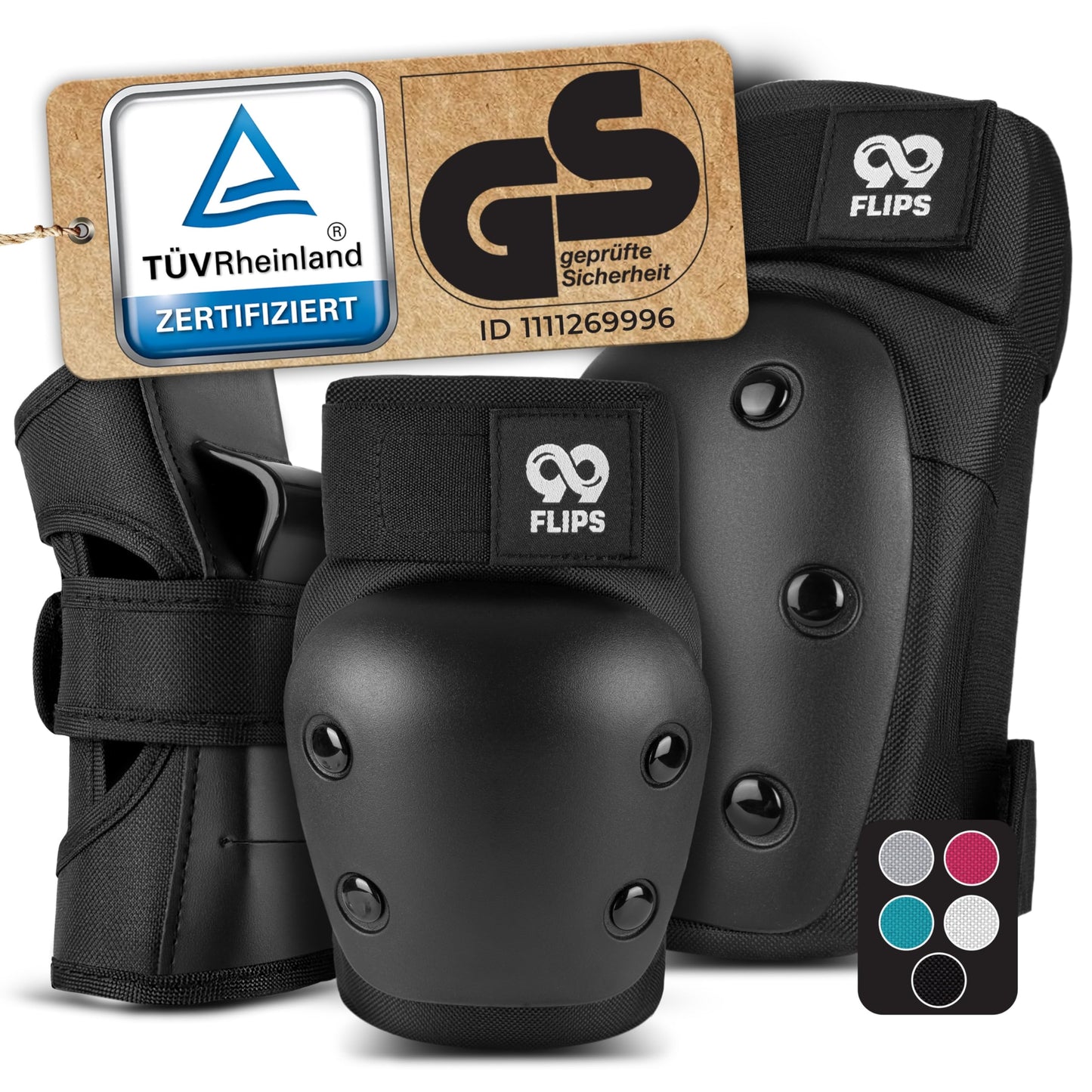 6-teiliges Inliner-Schoner-Set, M - Jugendliche ab 12 Jahren BLACK