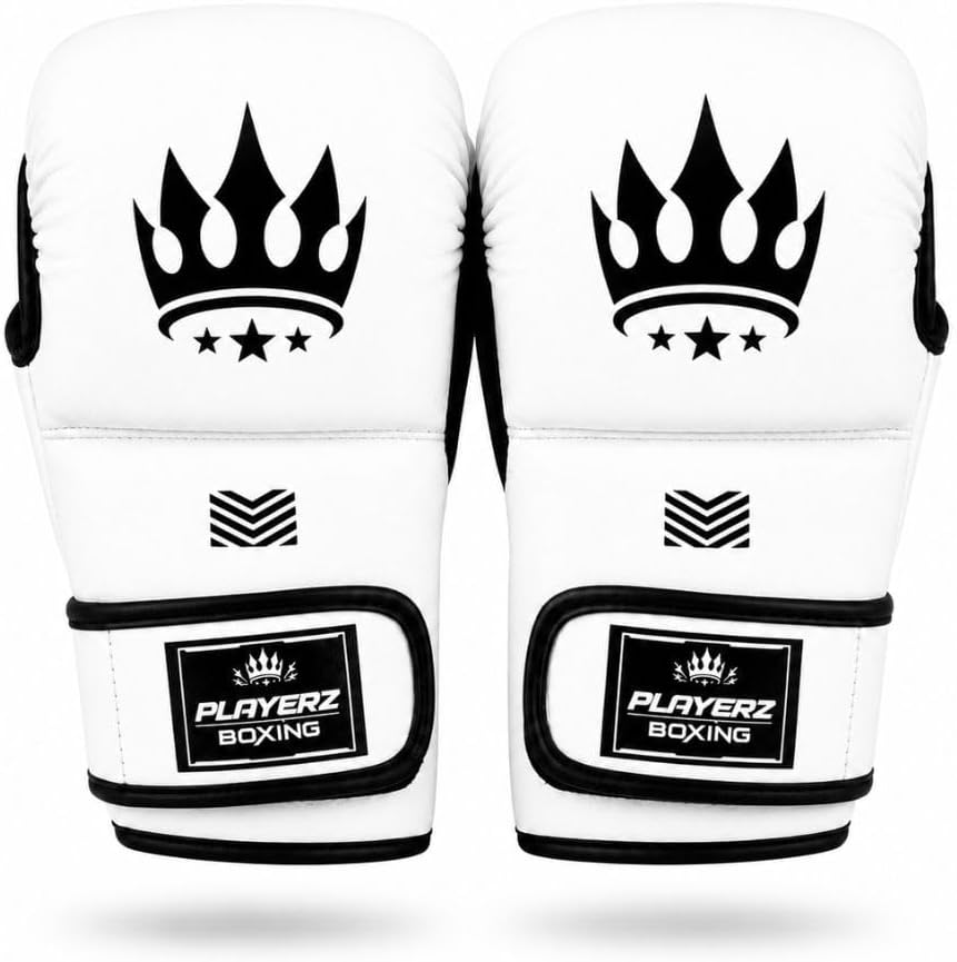 MMA-Grappling-Handschuhe mit offener Handfläche, Weiss S