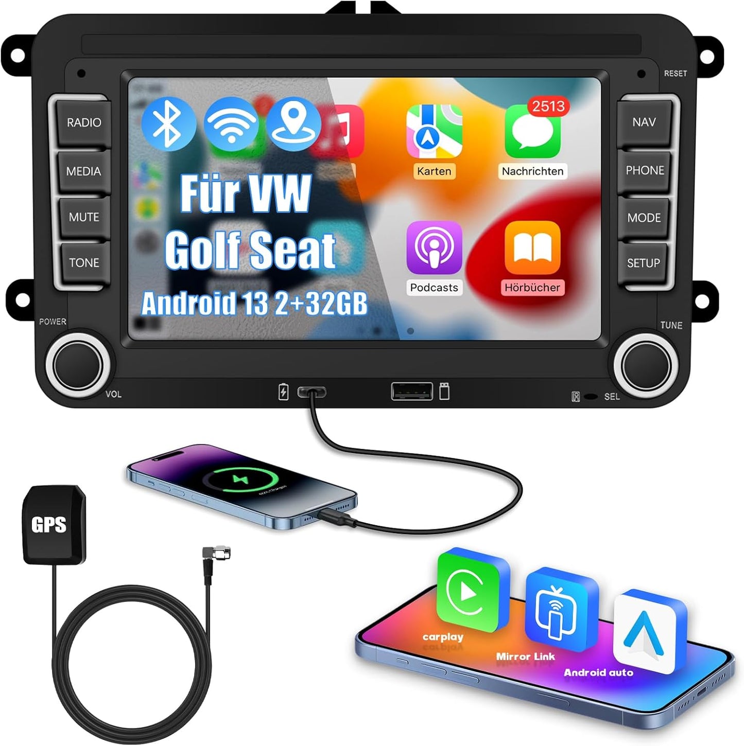 Bluetooth Autoradio mit Navi und 7 Zoll Bildschirm