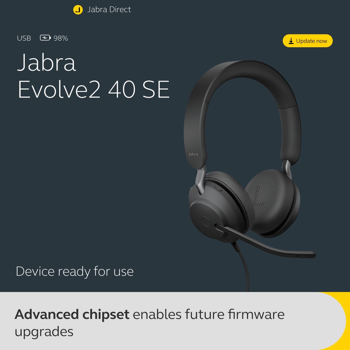 Evolve2 40 SE MS Stereo NC (USB-A), Schwarz/schiere Freude ; Neue Ausgabe; Optimiert für Microsoft Teams ; Zeitgenössisch