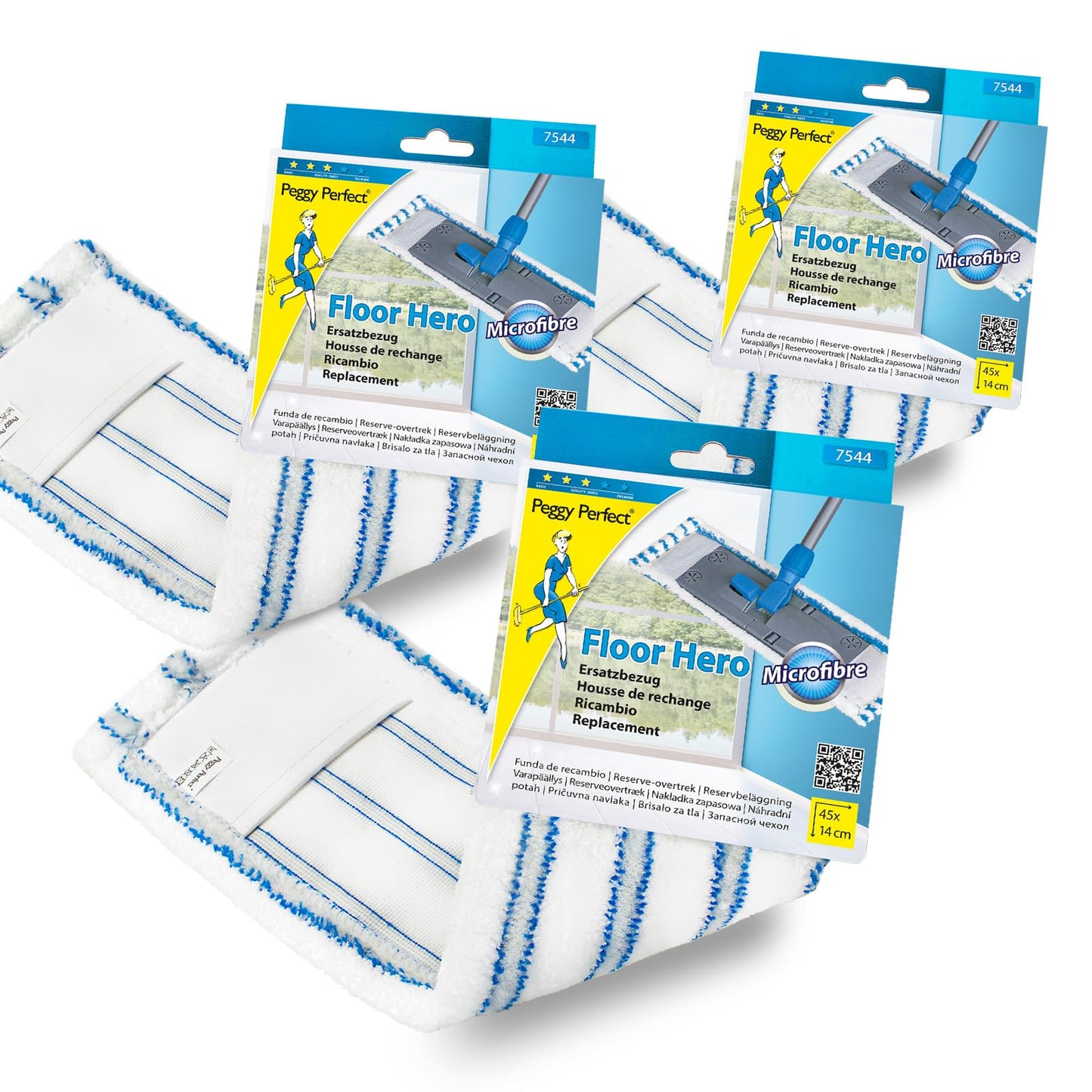 Waschbare Mikrofaser Wischmopp-Bezüge (3er Set), Bezug Floor Hero 3er Pack