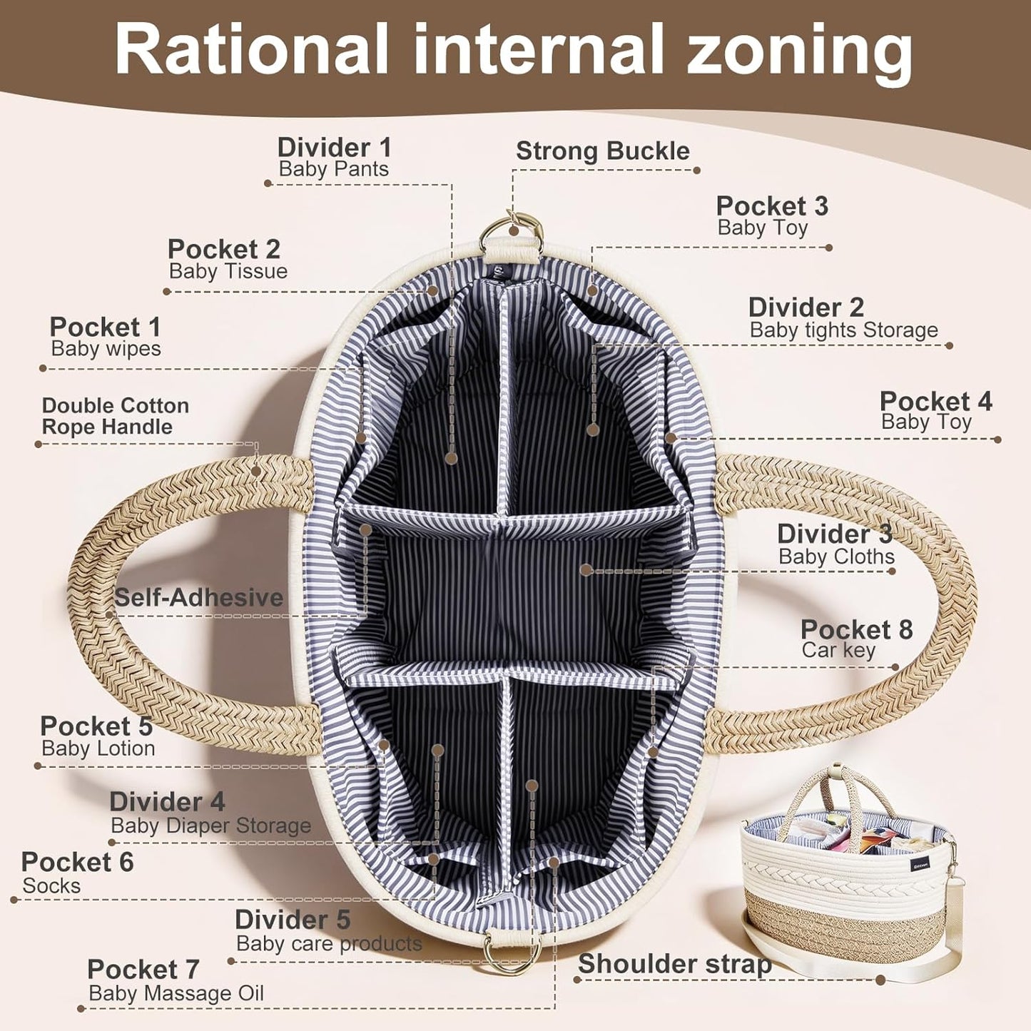 Windel Caddy, Extra Large Beige