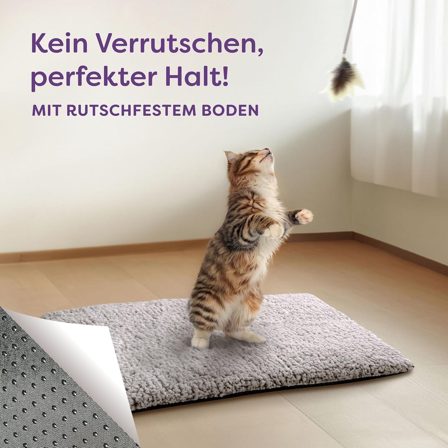 Selbstheizende Katzendecke mit rutschfester Unterseite, Grau