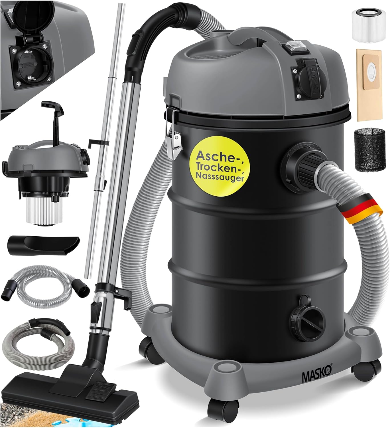 Industrie-Staubsauger mit Blasfunktion, Grau