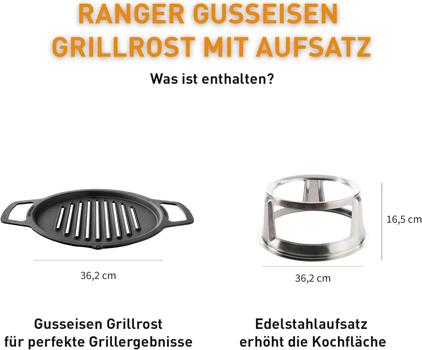 Ranger Grillrost mit Aufsatz, Grillplatte + Aufsatz, Ranger