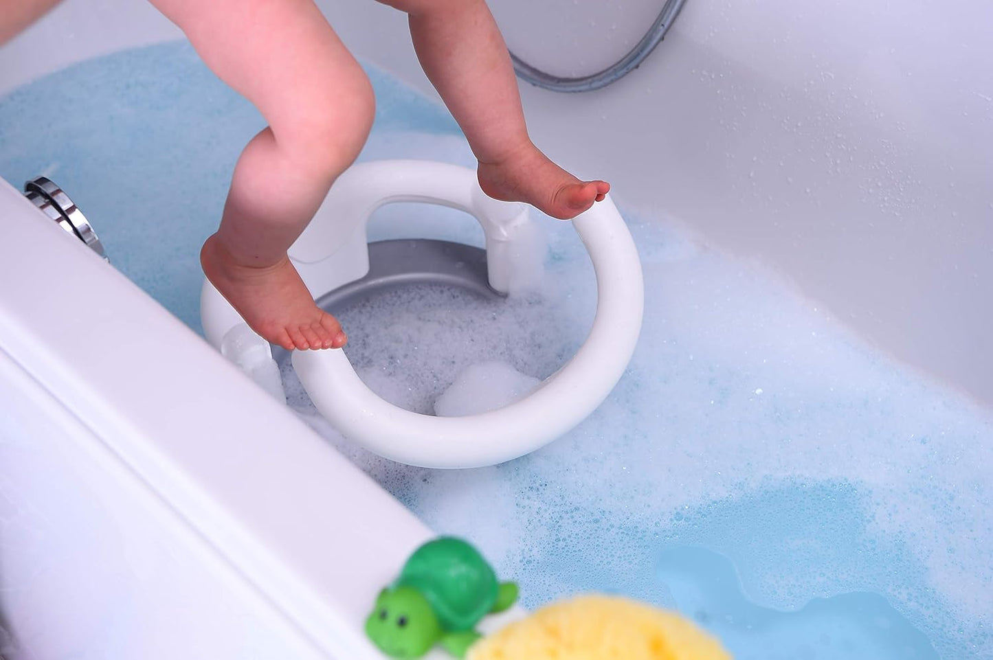Rutschfester Baby-Badewannensitz mit Kindersicherung, Rotho Babydesign Badesitz - Badesitz - Babybadesitz - Badewannensitz - Babywanne - rutschfest -weiss