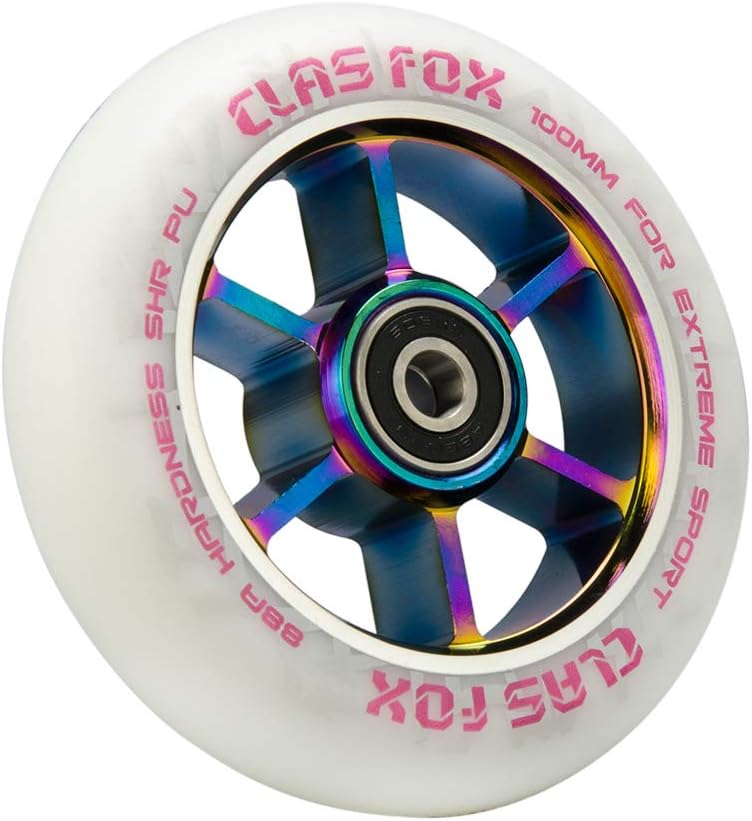 Pro Stunt Scooter Räder 110mm (2 Stück) mit ABEC-9 Lager, Weiss-Regenboge