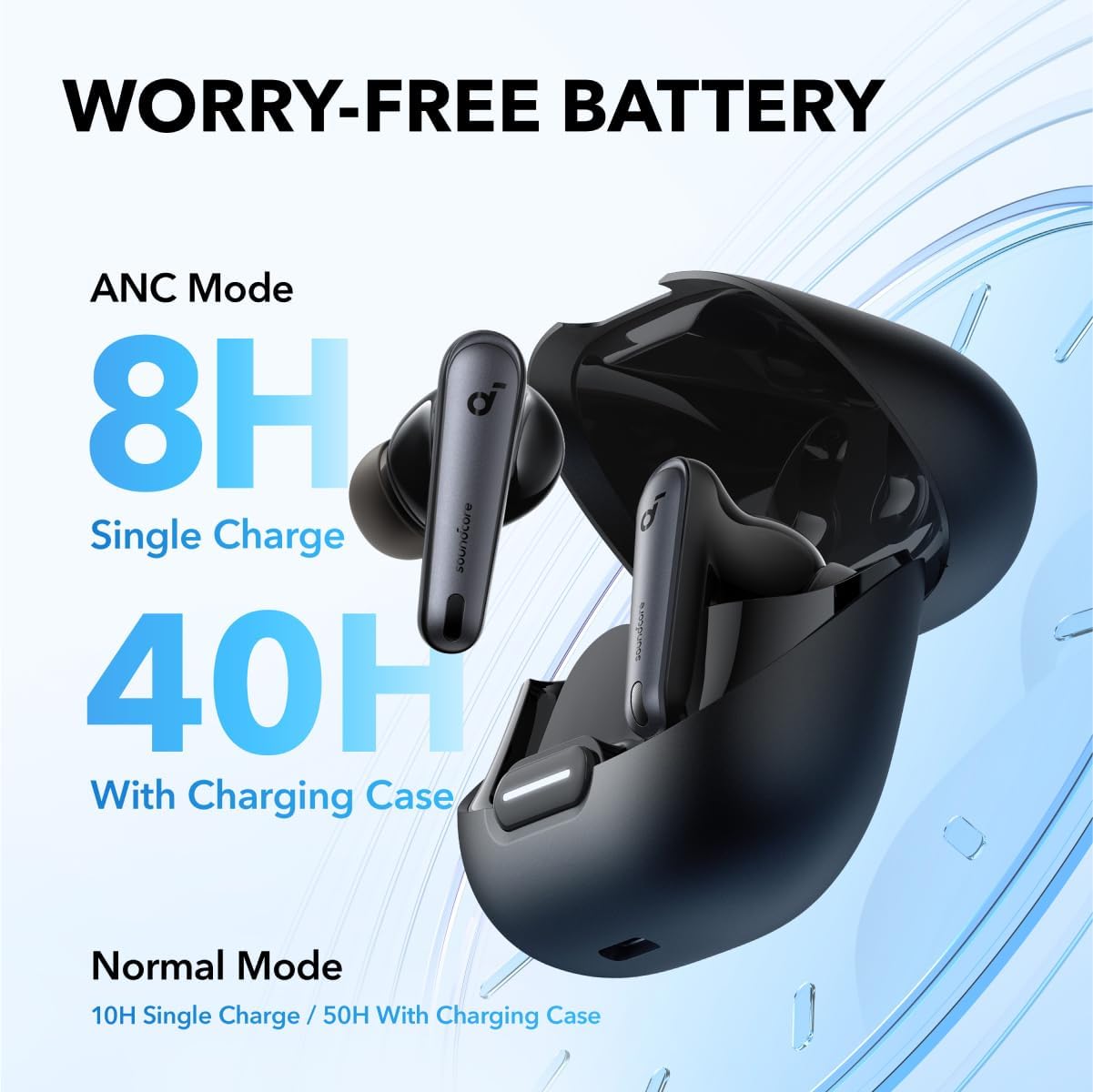 In-Ear Noise-Cancelling-Kopfhörer, Schwarz