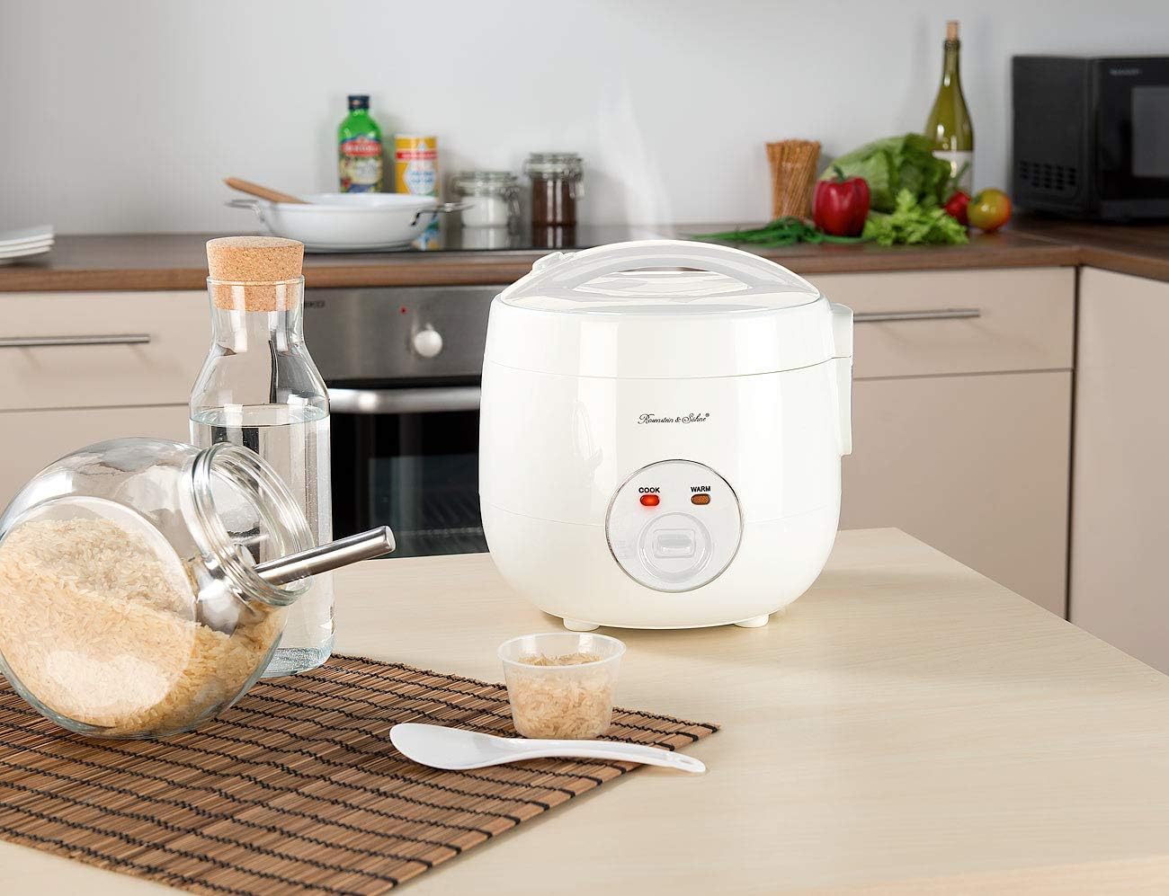 Reiskocher mit Warmhalte-Funktion & Dampfgar-Einsatz