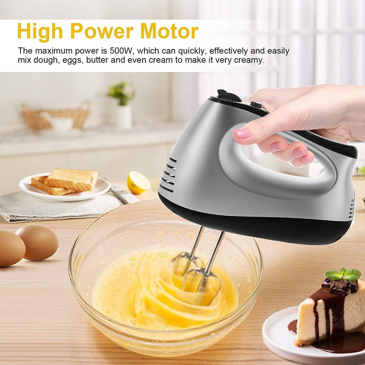 Handmixer mit Zubehör-Set, Silbergrau
