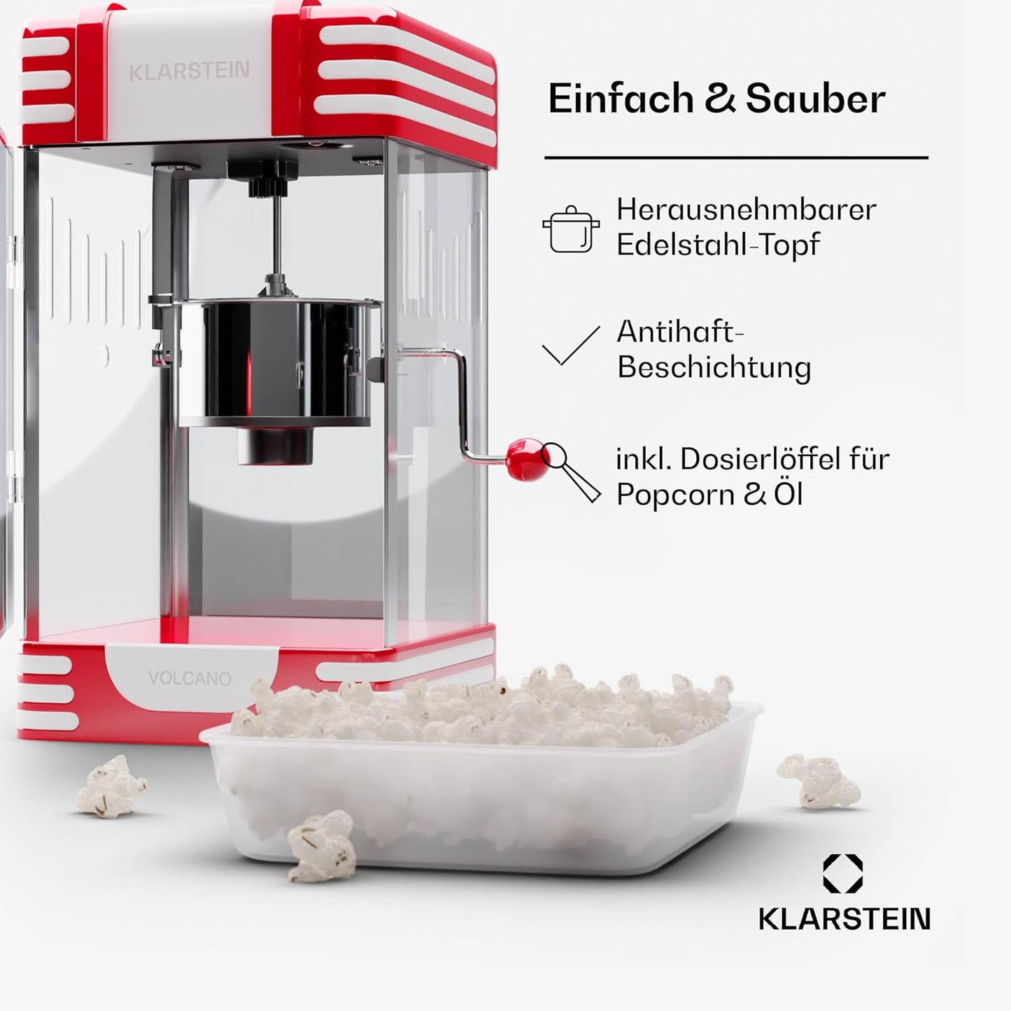 Popcornmaschine, 33cm (B) x 47cm (H) x 29cm (T) Rot