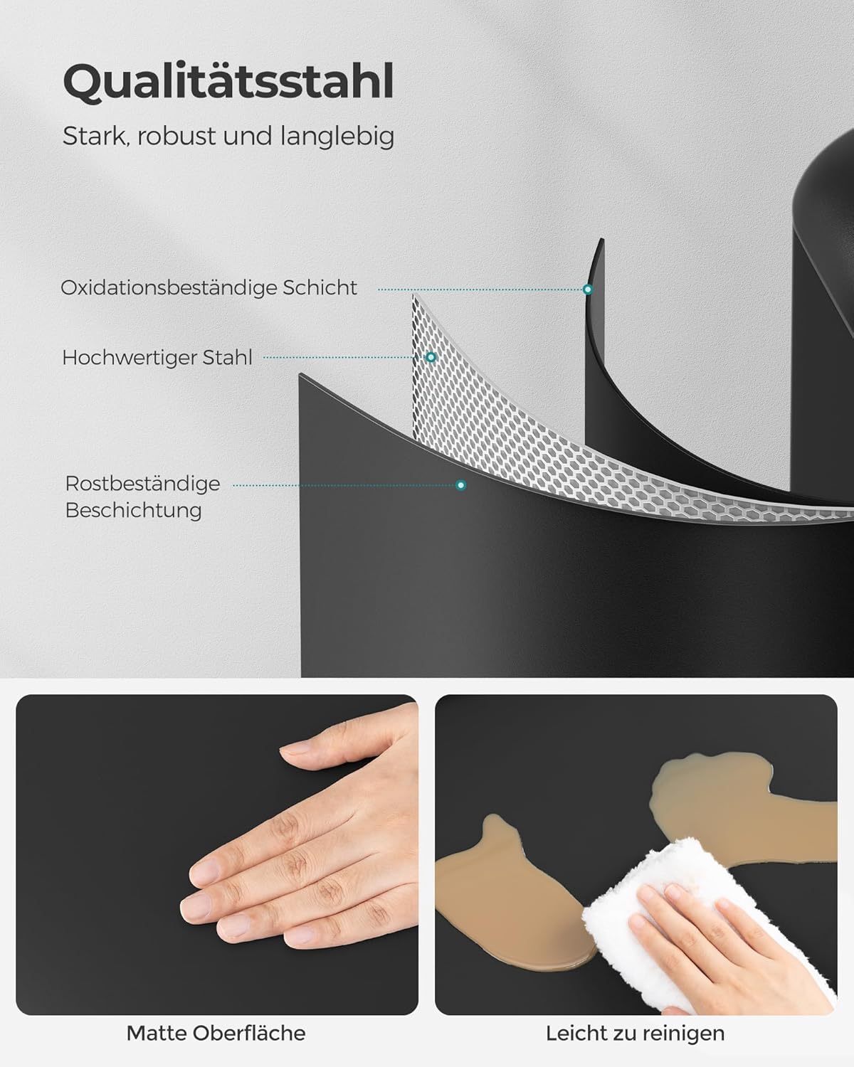 Mülleimer mit Pedal und Soft-Close Deckel, LTB01BK, Schwarz