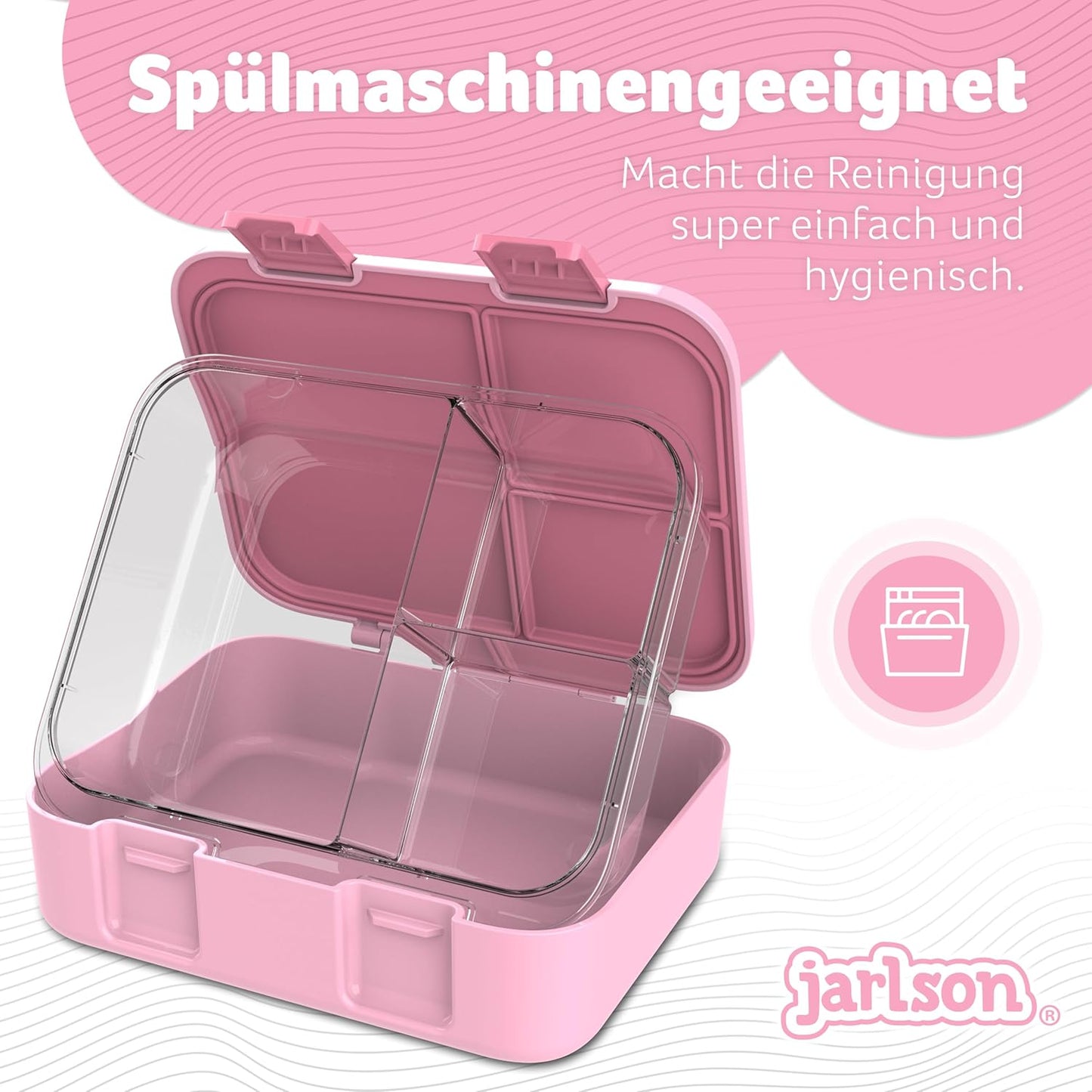 Kinder Bento Lunchbox mit Trennfächern, Katze Rosa