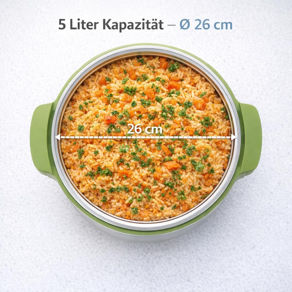 Thermoschüssel mit Deckel, 5L, Grün