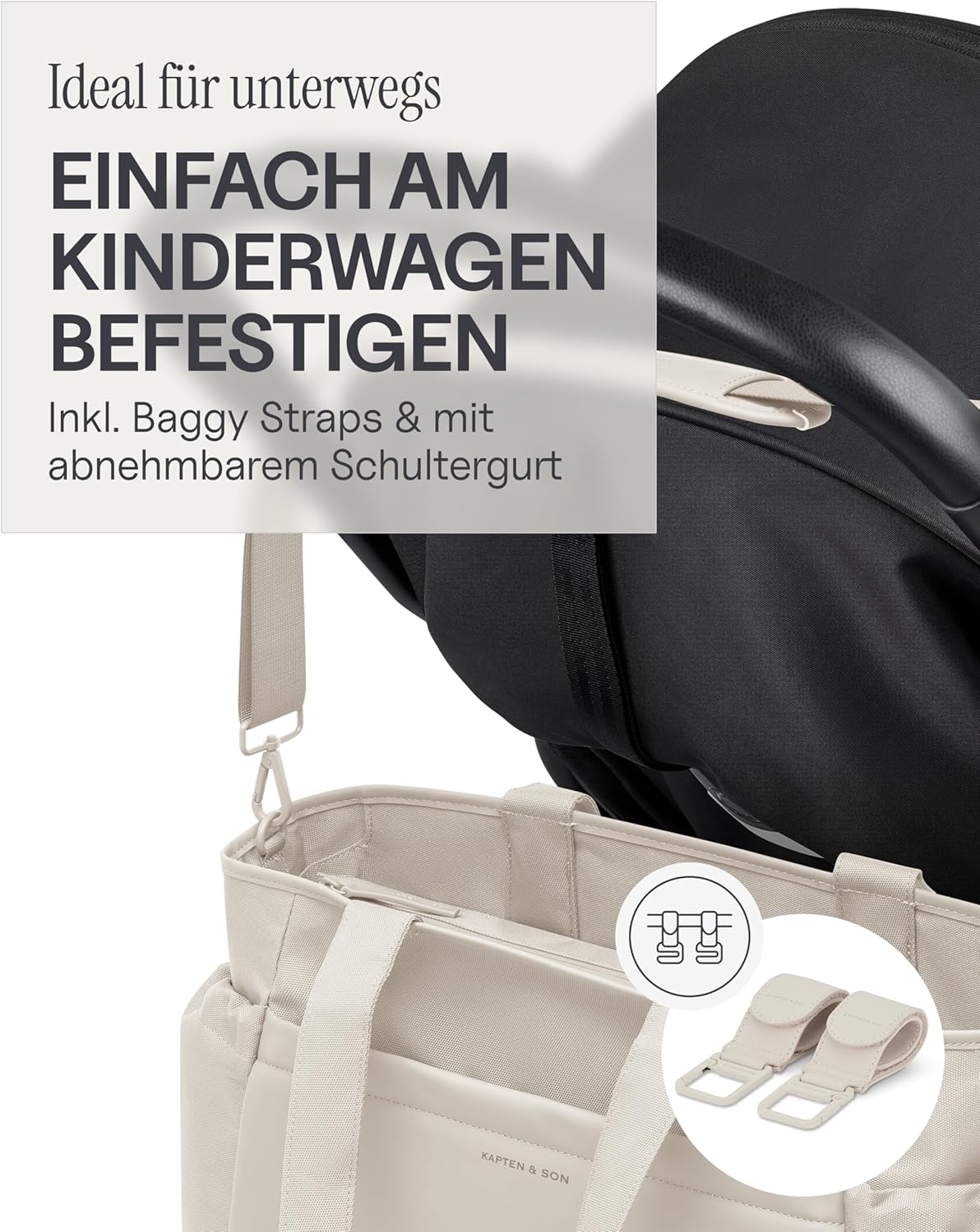 Hellvi Wickeltaschen-Set mit Zubehör, Sandstone 25 L
