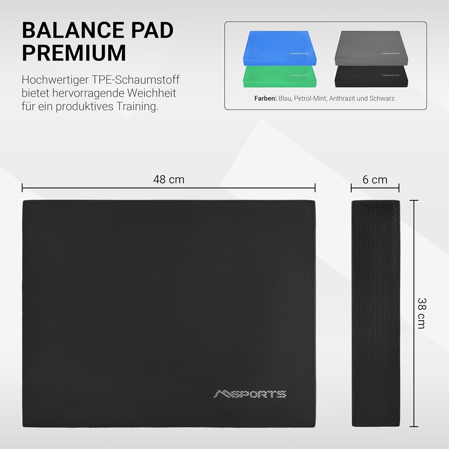 Balance Pad mit Übungsposter für Gleichgewichtstraining, Schwarz