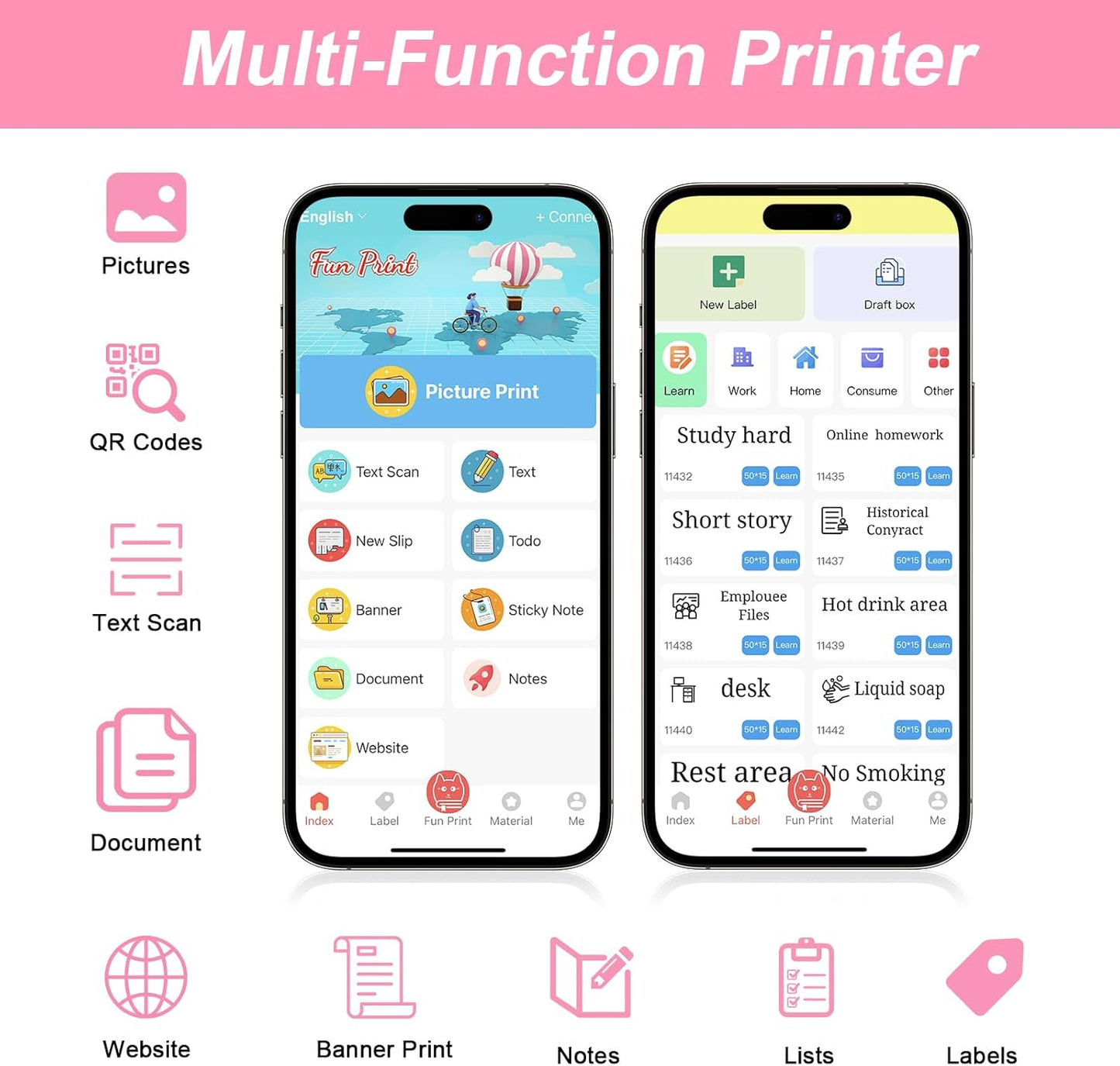 Mini Drucker mit Thermal-Inkless-Printing-Technologie