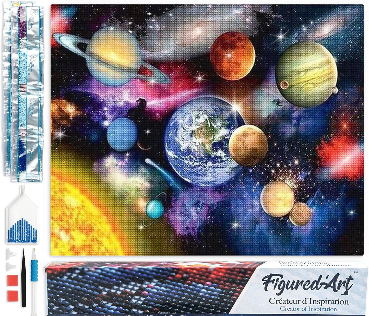 Diamond Painting, 40 x 50 cm, Planeten im Himmel 40x50cm (Ohne Rahmen)