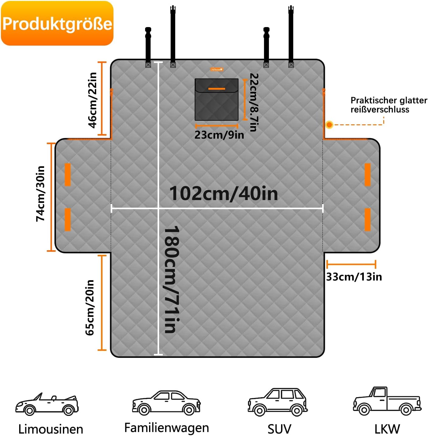 Kofferraumschondecke für Haustiere, Schwarz (Rautenmuster)