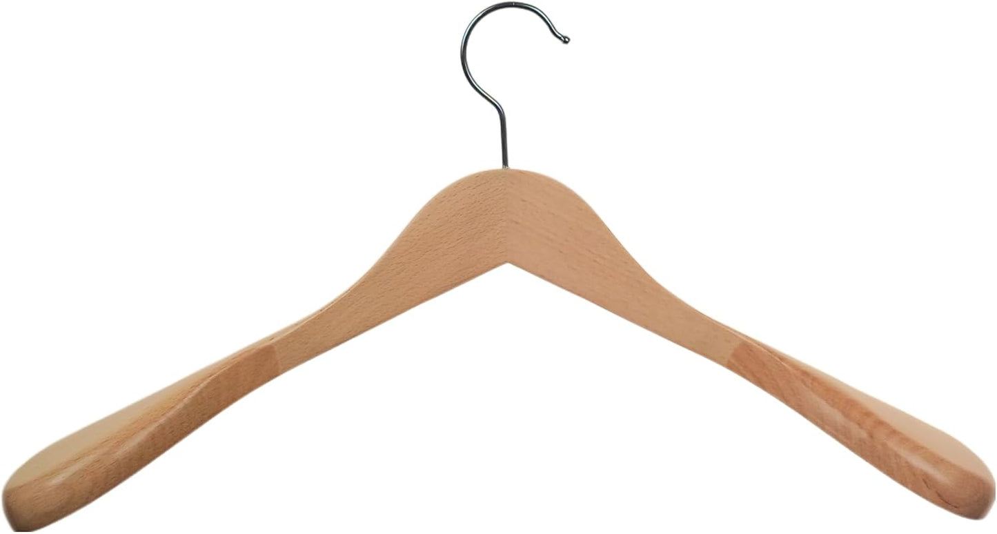 Holzbügel aus Buchenholz für Garderobe, Natur Lackiert, Standard Buche 6 cm
