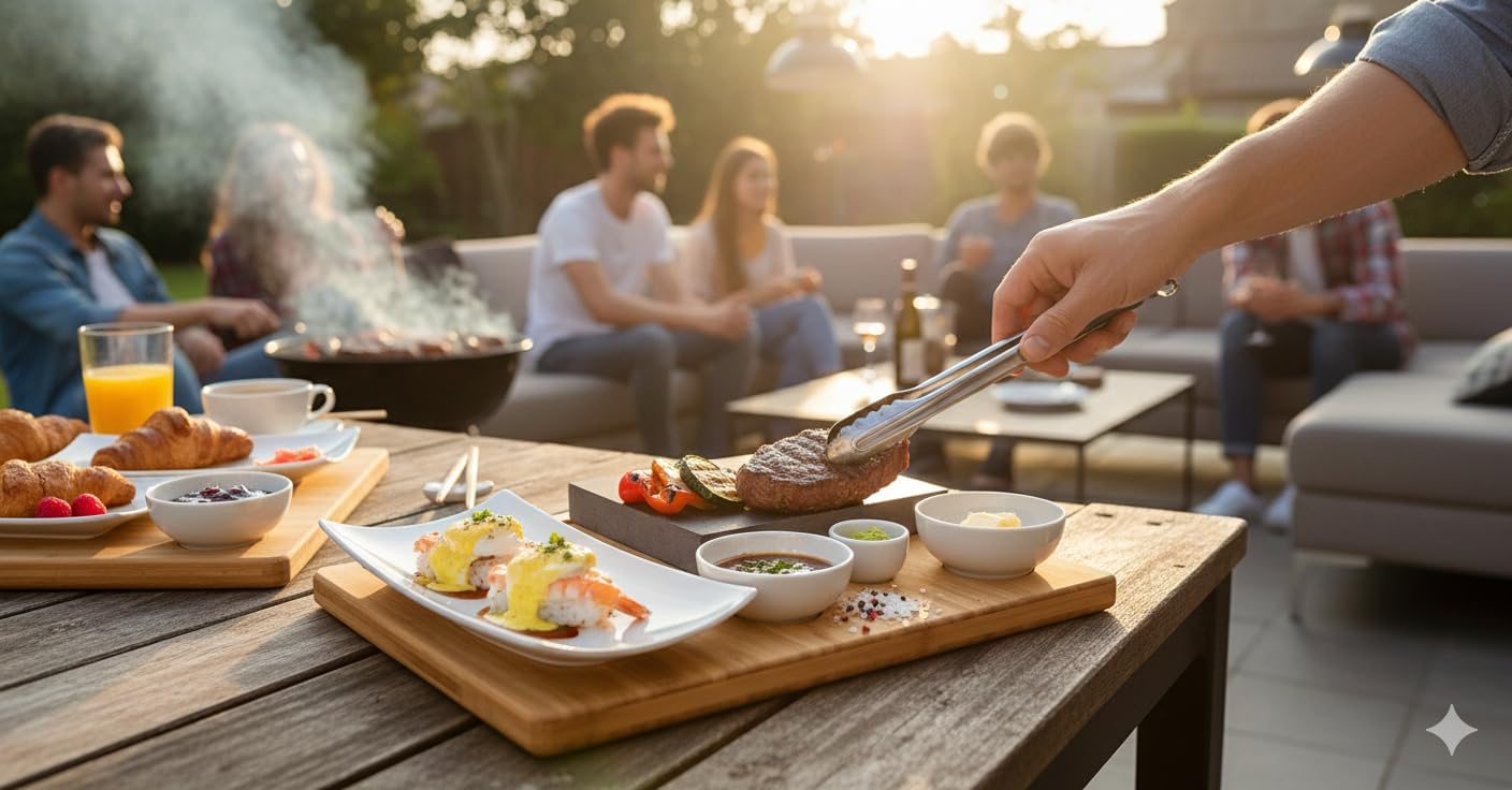 Lavastein-Steakbrett mit Servierplatte, 1 Set - Weiss – Weiss