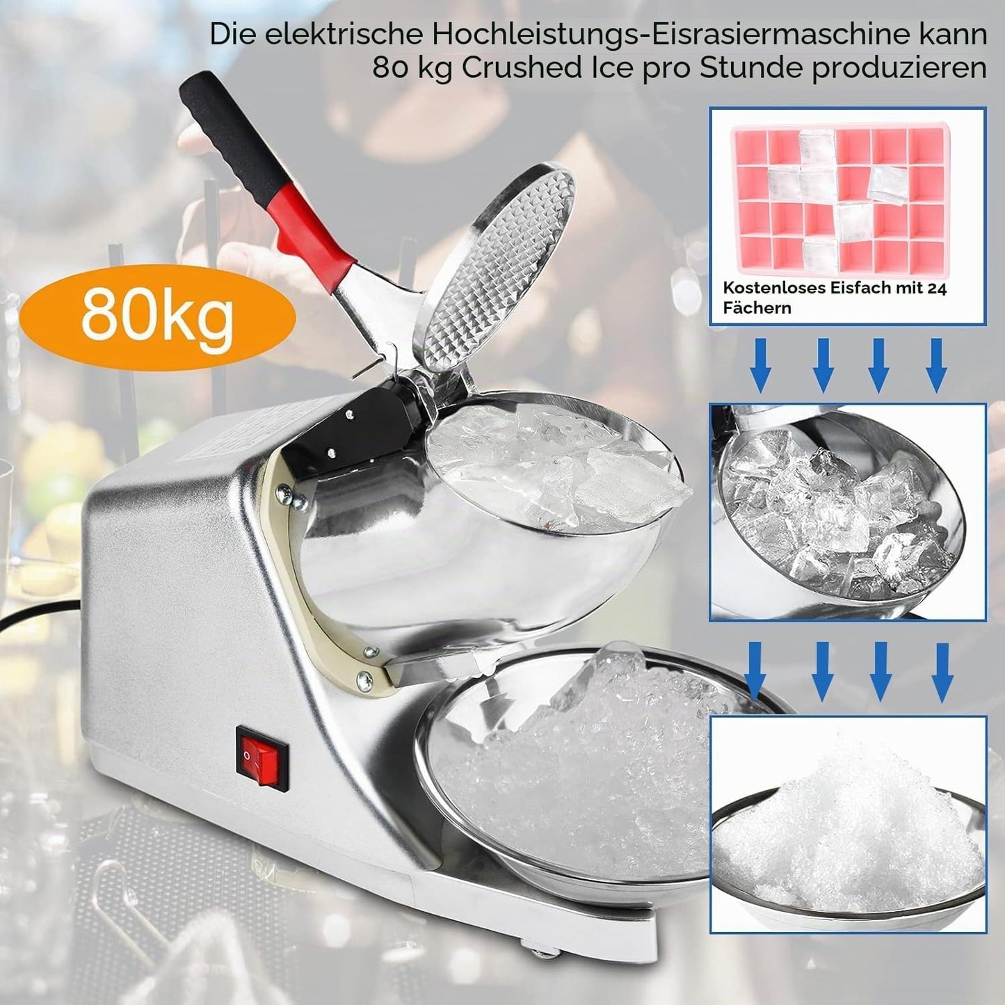 Elektrischer Eiszerkleinerer, 80 kg/h