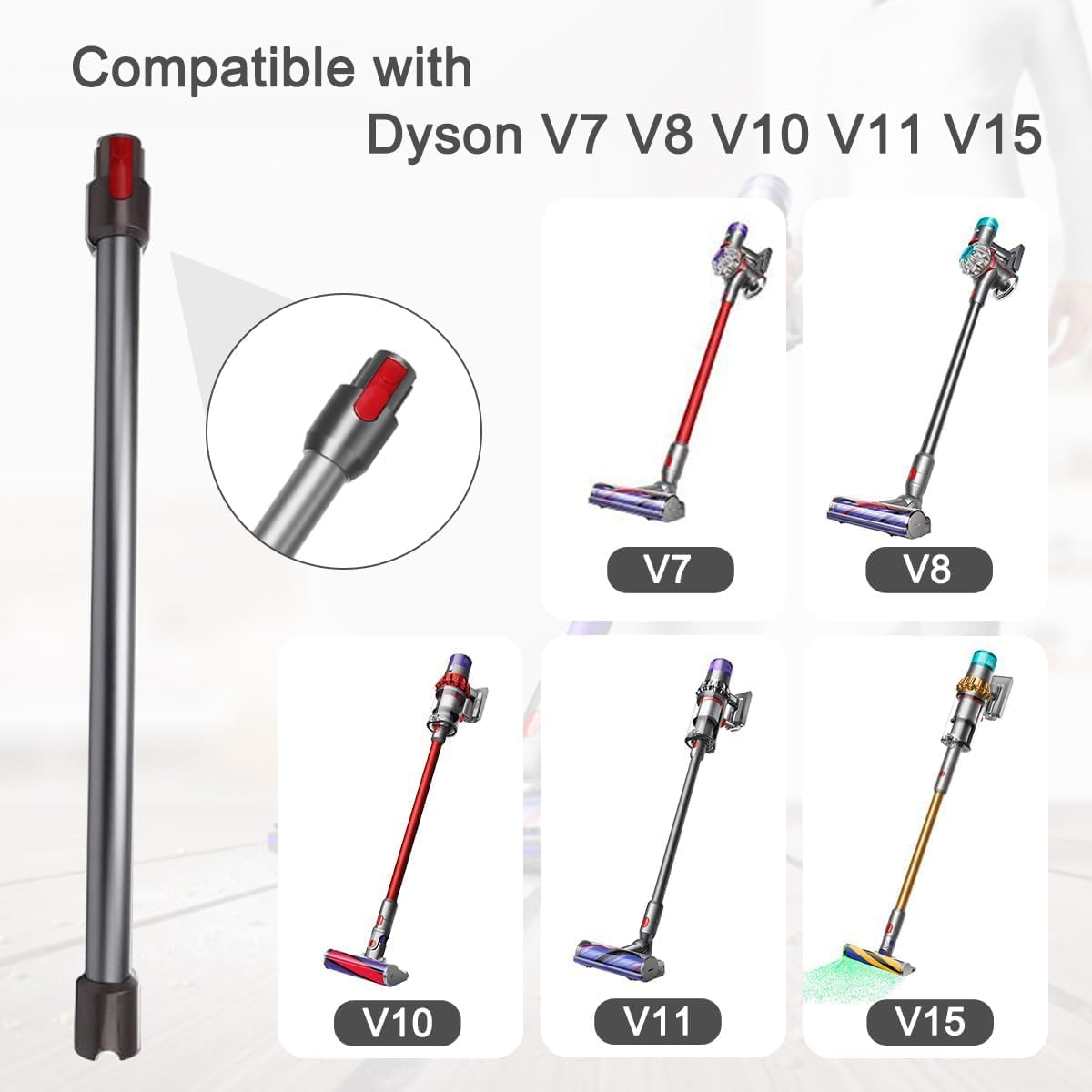 Verlängerungsstab für Dyson V7-V15 Staubsauger, Silbergrau