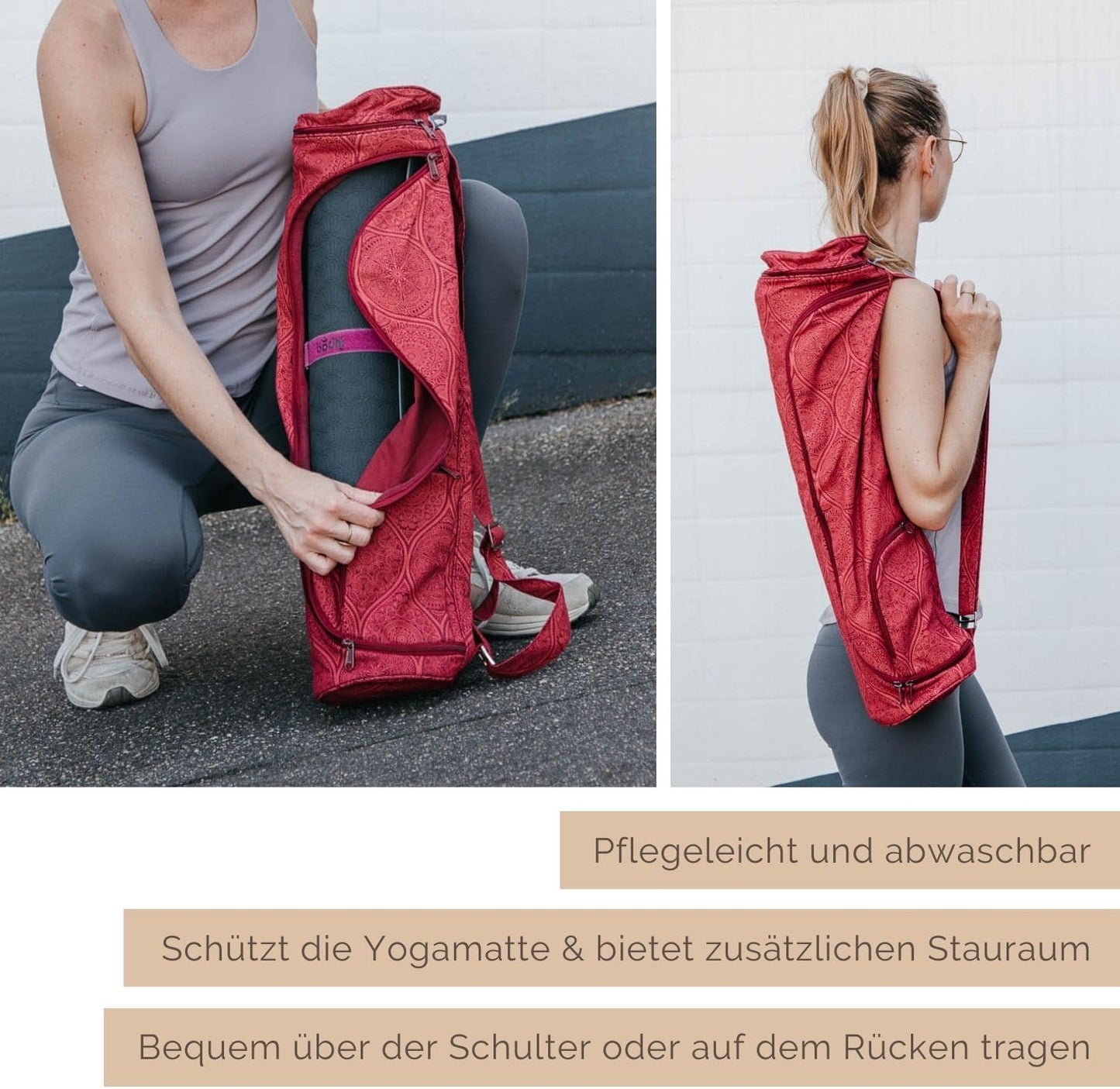 Yogatasche Asana, Mayuri/Dunkelrot 70 cm