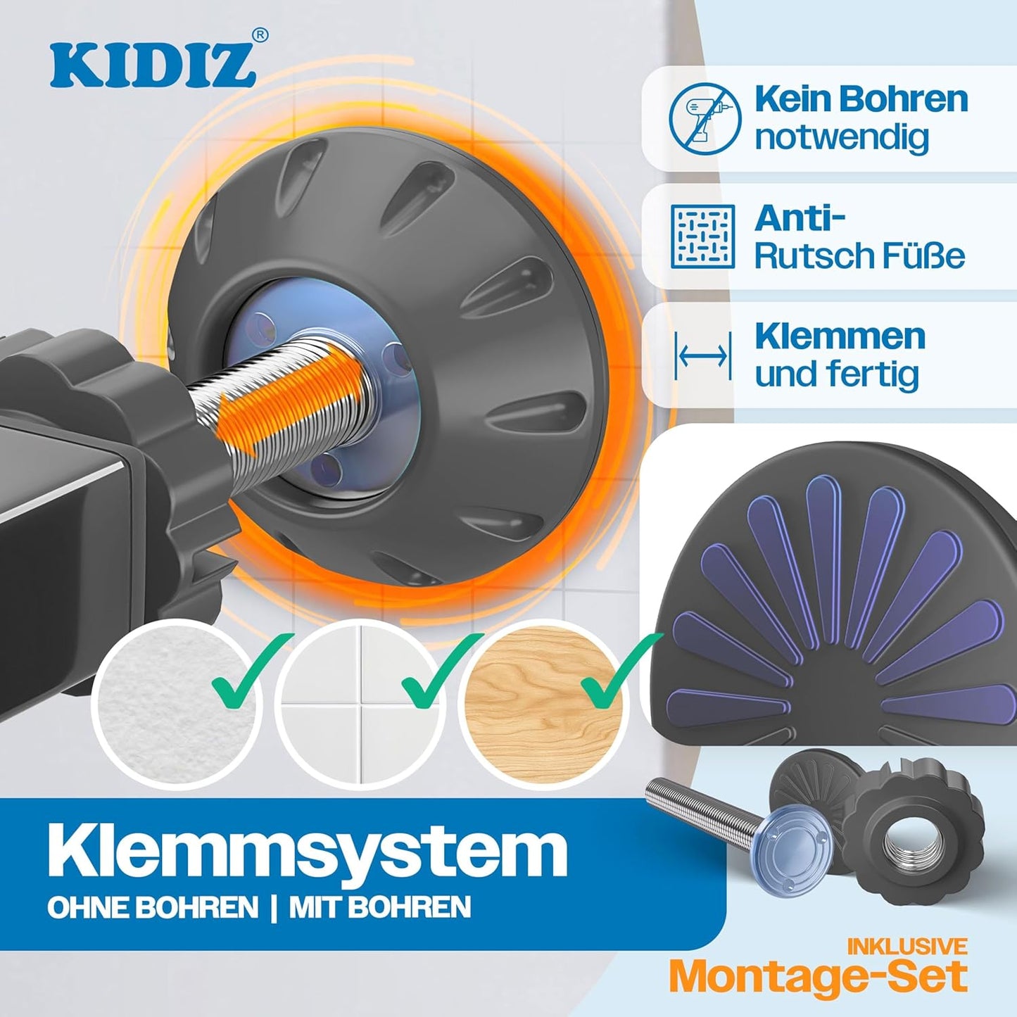 Treppenschutzgitter ohne Bohren, Anthrazit 74 - 80 cm