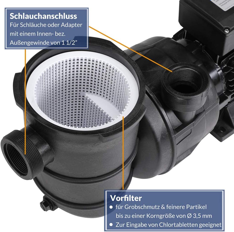 Poolpumpe mit Vorfilter, 15.900 l/h + Vorfilter