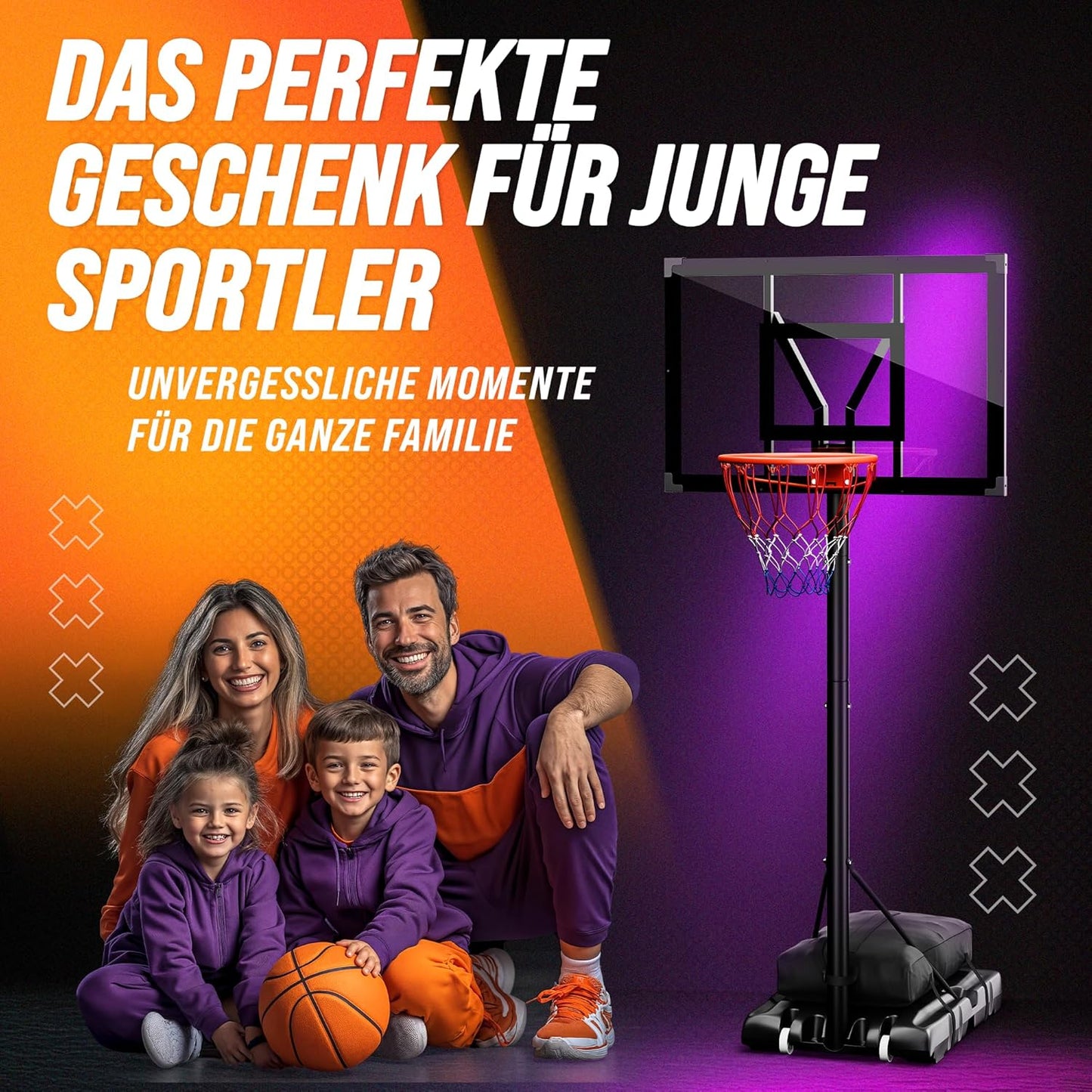Höhenverstellbarer Outdoor-Basketballkorb mit Ständer