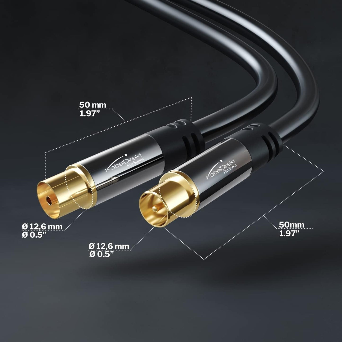 4K Antennenkabel für TV (20 m), 20m Schwarz
