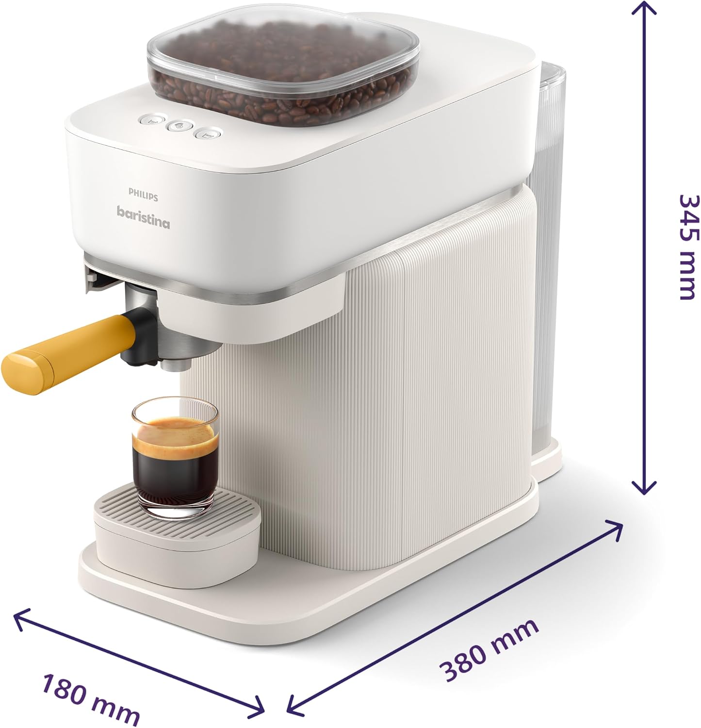Baristina Espressomaschine, Kaffeemaschine ohne Milchlösung|Weiss/Gelb