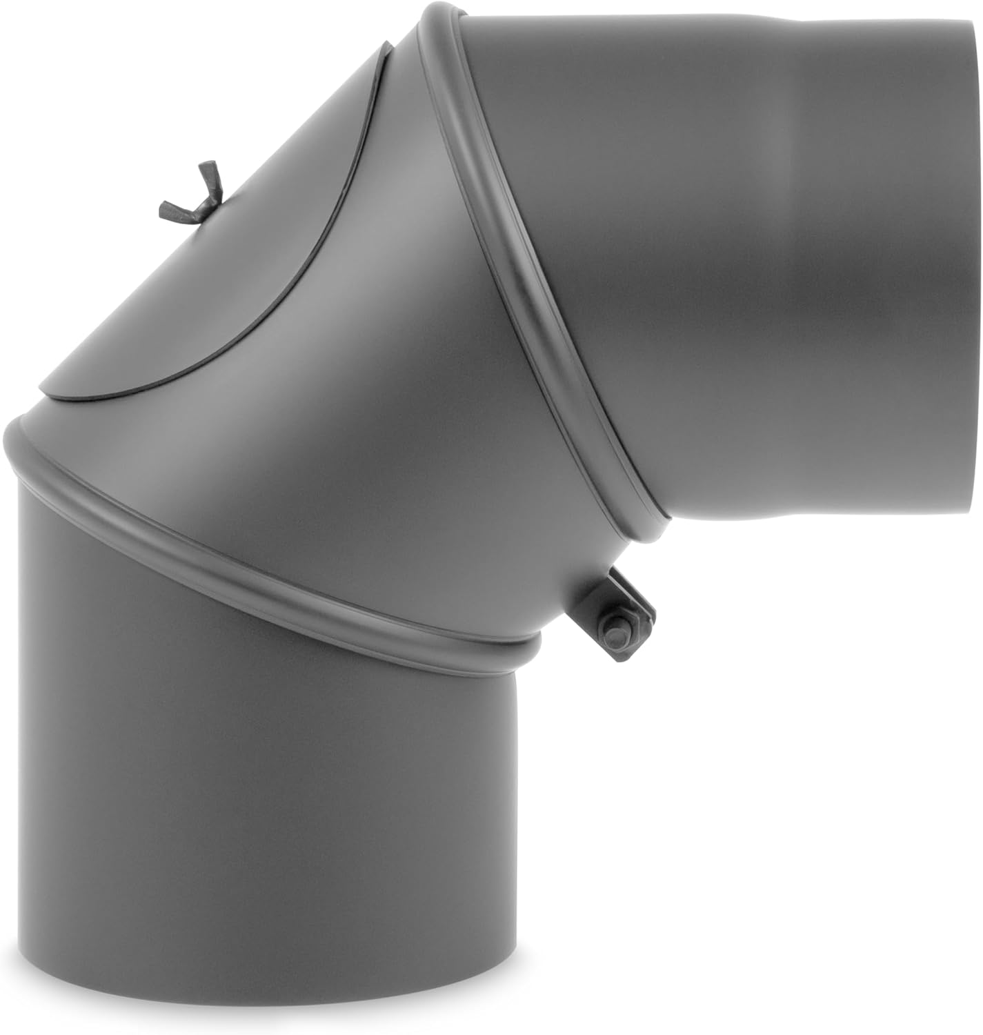 Ofenrohr-Bogen, Ofenrohr Bogen 0-90° drehbar mit Tür Gussgrau