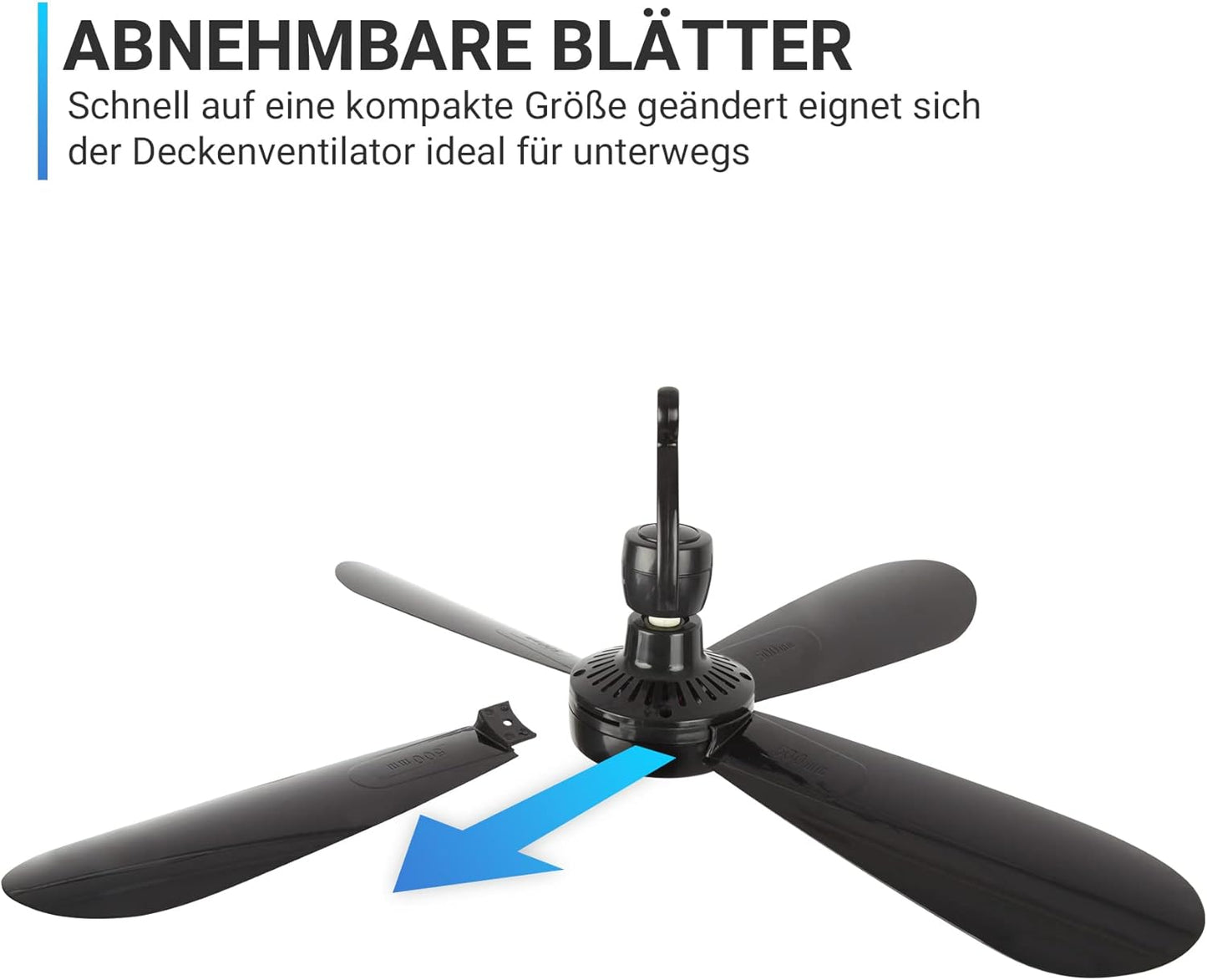 Mobiler Deckenventilator, Schwarz