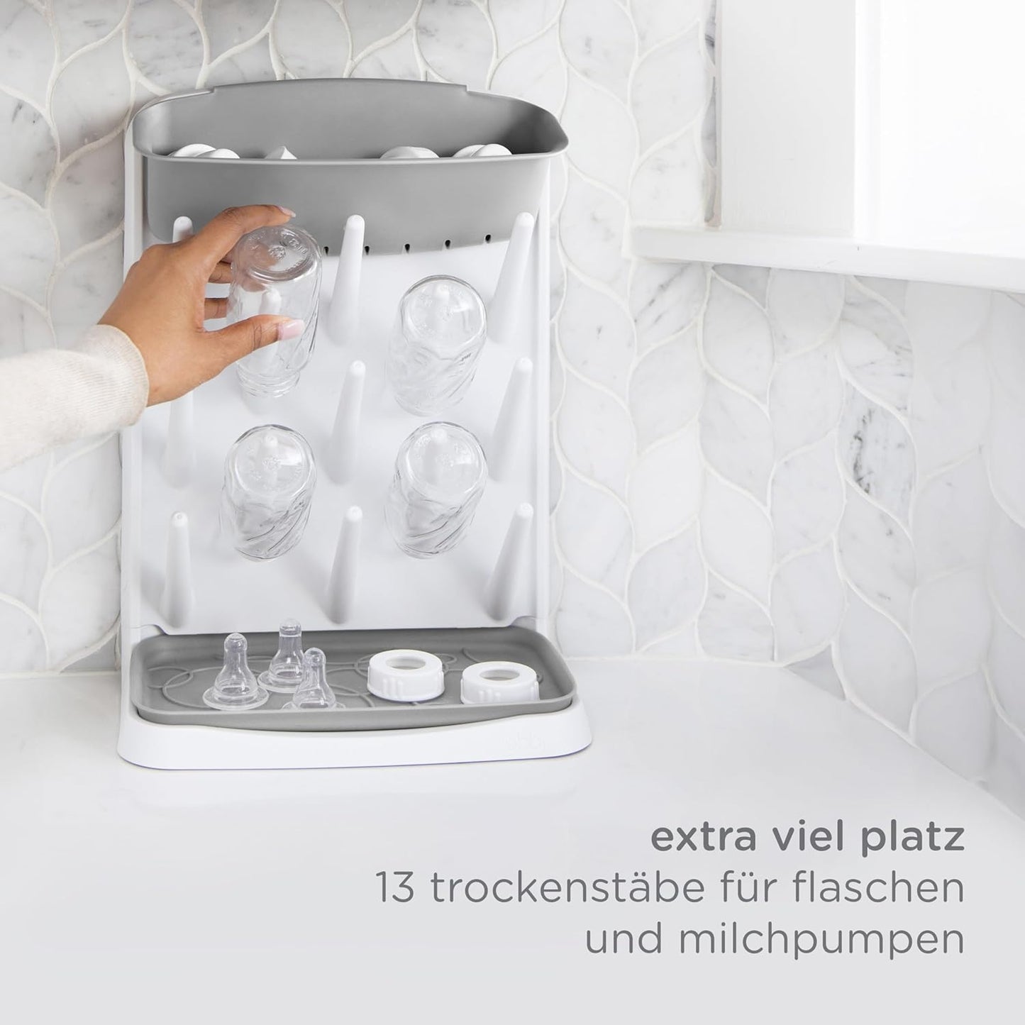 Vertical Babyflaschen-Abtropfgestell, Grey Bottle Drying Rack