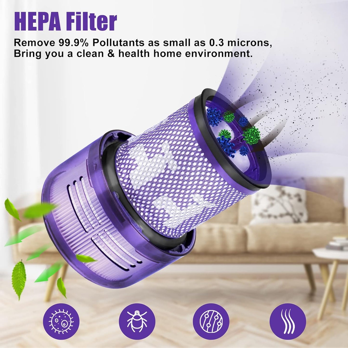 4-teiliges HEPA Filter-Set für Dyson V12, 3 Filter für Dyson V12 Detect Slim