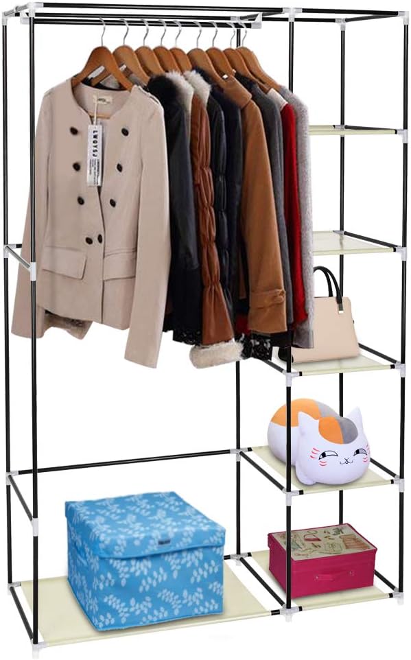 Faltbarer Stoffschrank, 110 x 45 x 175 cm Beige