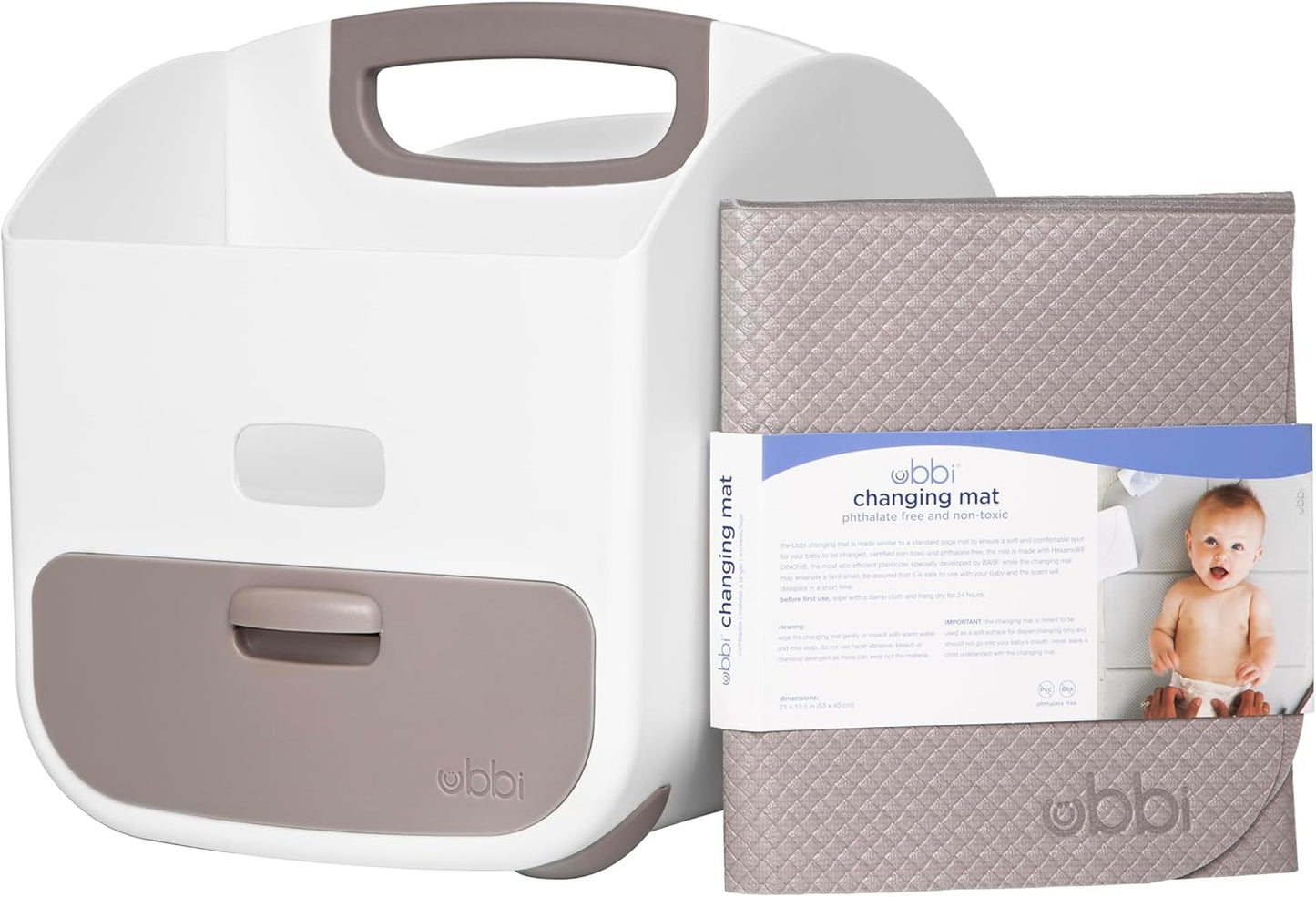 Nappy Caddy und Wickelunterlage, Taupe Nappy Caddy