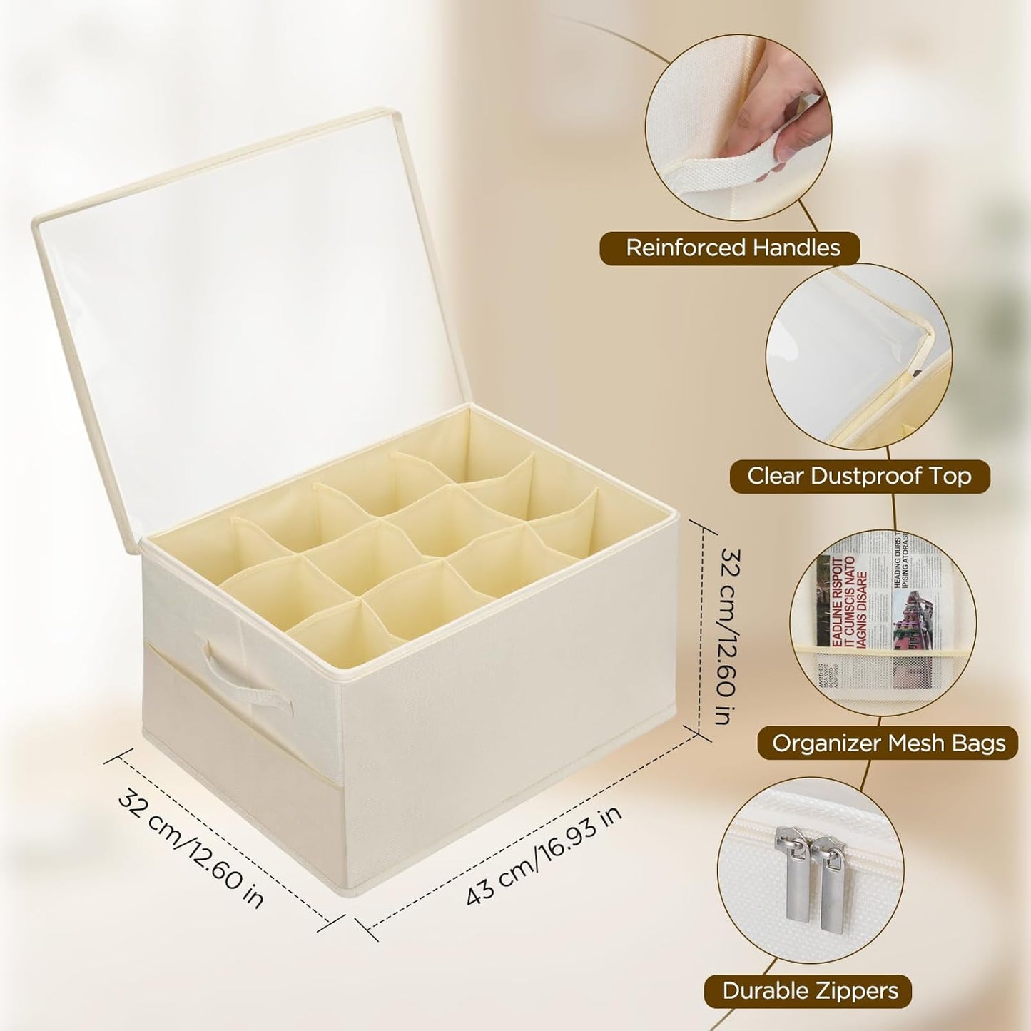 Schuhorganizer für 12 Paar, Beige