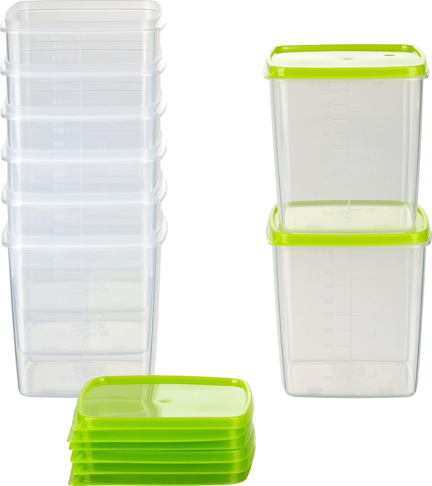 8-teiliges Vorratsdosen-Set, 1l Quadratisch (8 Stk)