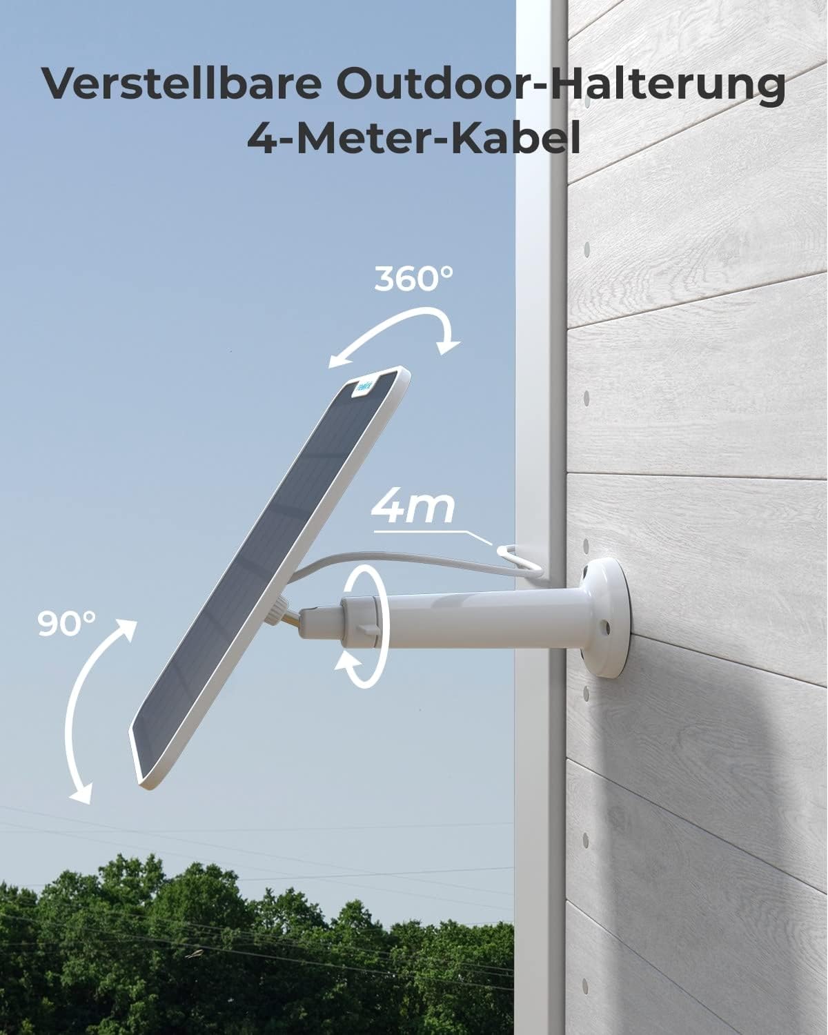 Solarpanel für Akku-Überwachungskameras, Weiss