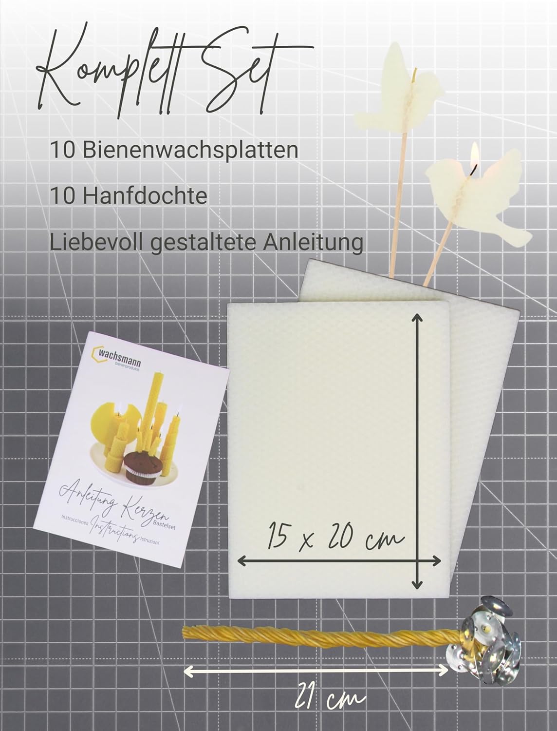 DIY Bienenwachs-Kerzen-Bastelset, Weiß