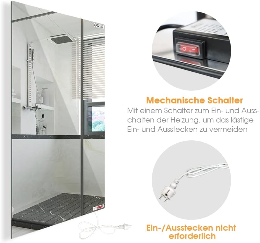 Infrarot Spiegelheizung, 450W